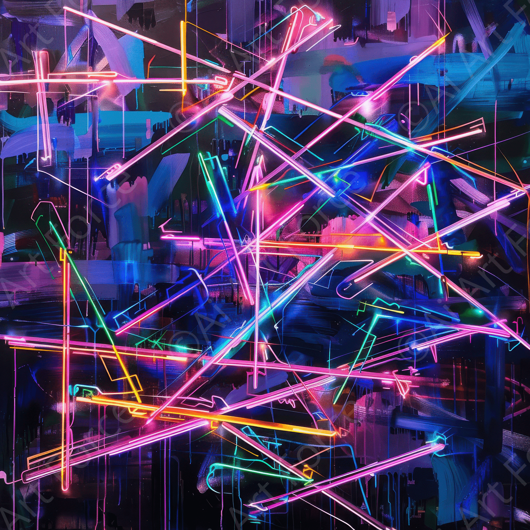 Digital Ai Artwork, of Abstract Neon 3, ideal for art enthusiasts and collectors.