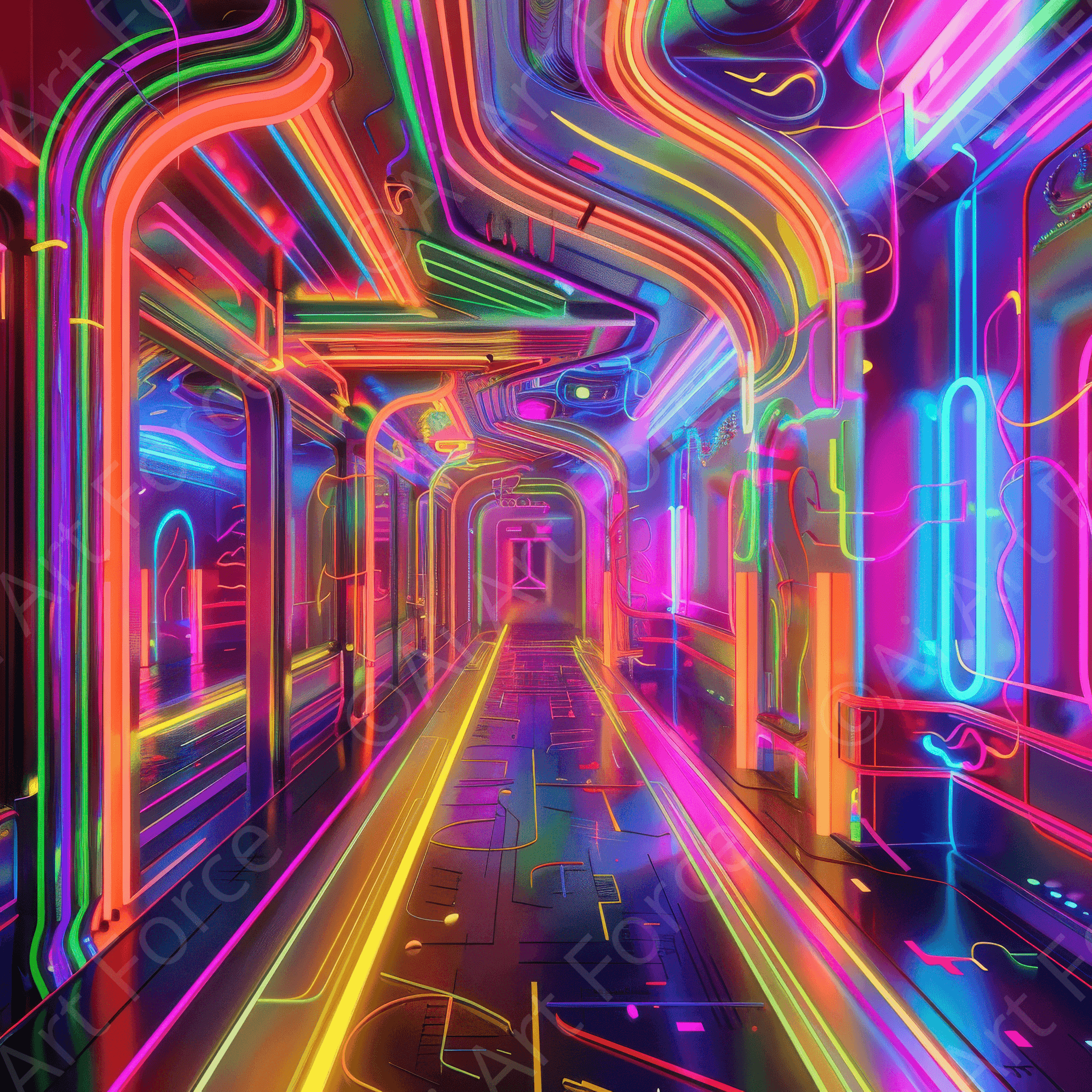 Digital Ai Artwork, of Abstract Neon 4, ideal for art enthusiasts and collectors.