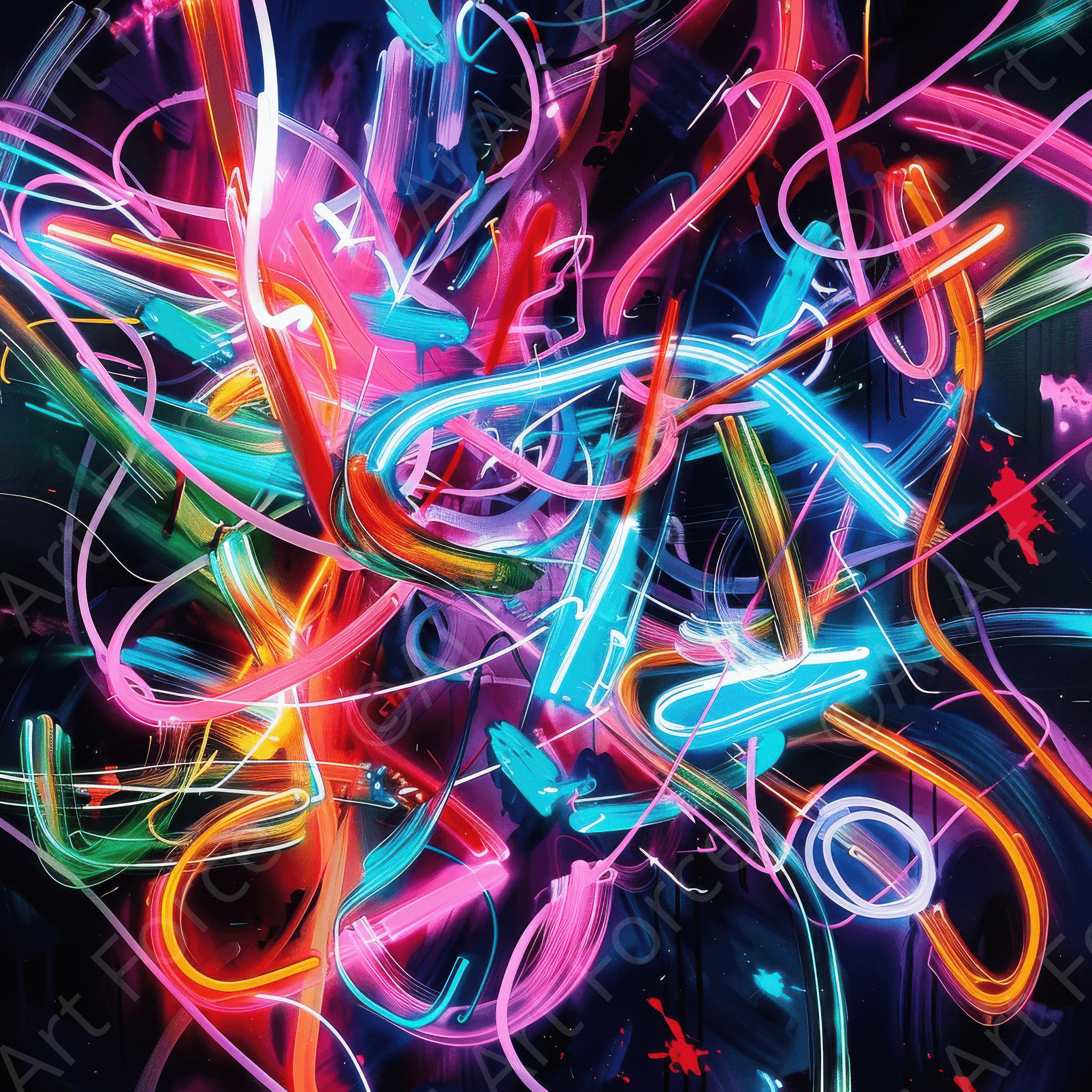 Digital Ai Artwork, of Abstract Neon 6, ideal for art enthusiasts and collectors.