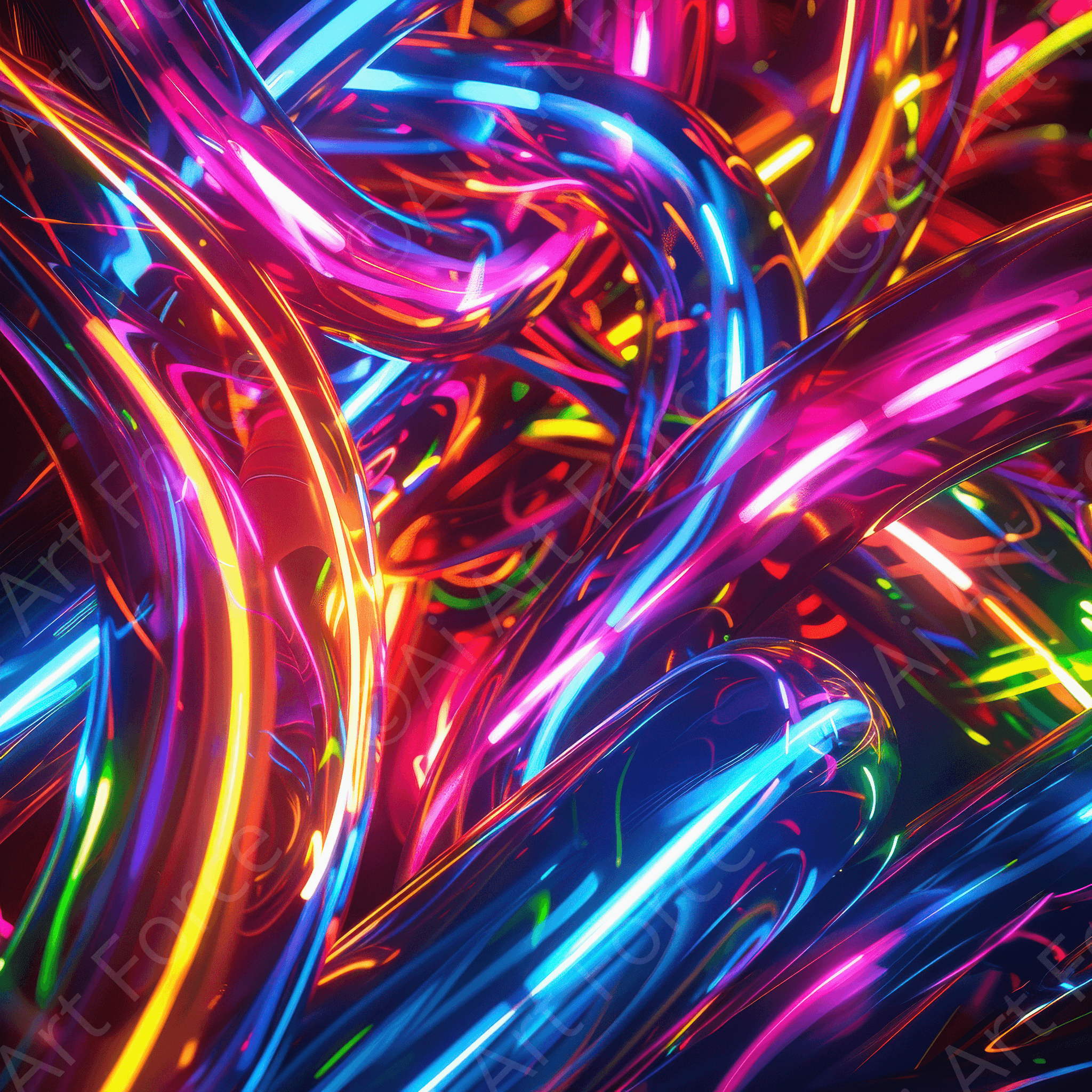 Digital Ai Artwork, of Abstract Neon 8, ideal for art enthusiasts and collectors.