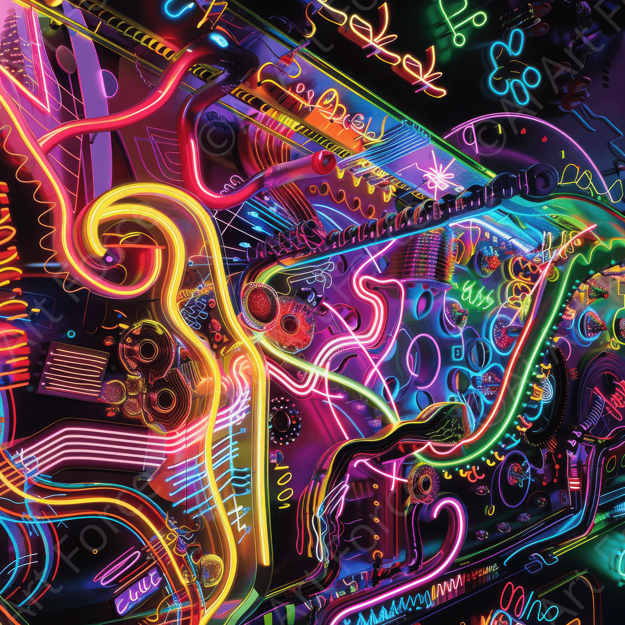 Digital Ai Artwork, of Abstract Neon 9, ideal for art enthusiasts and collectors.