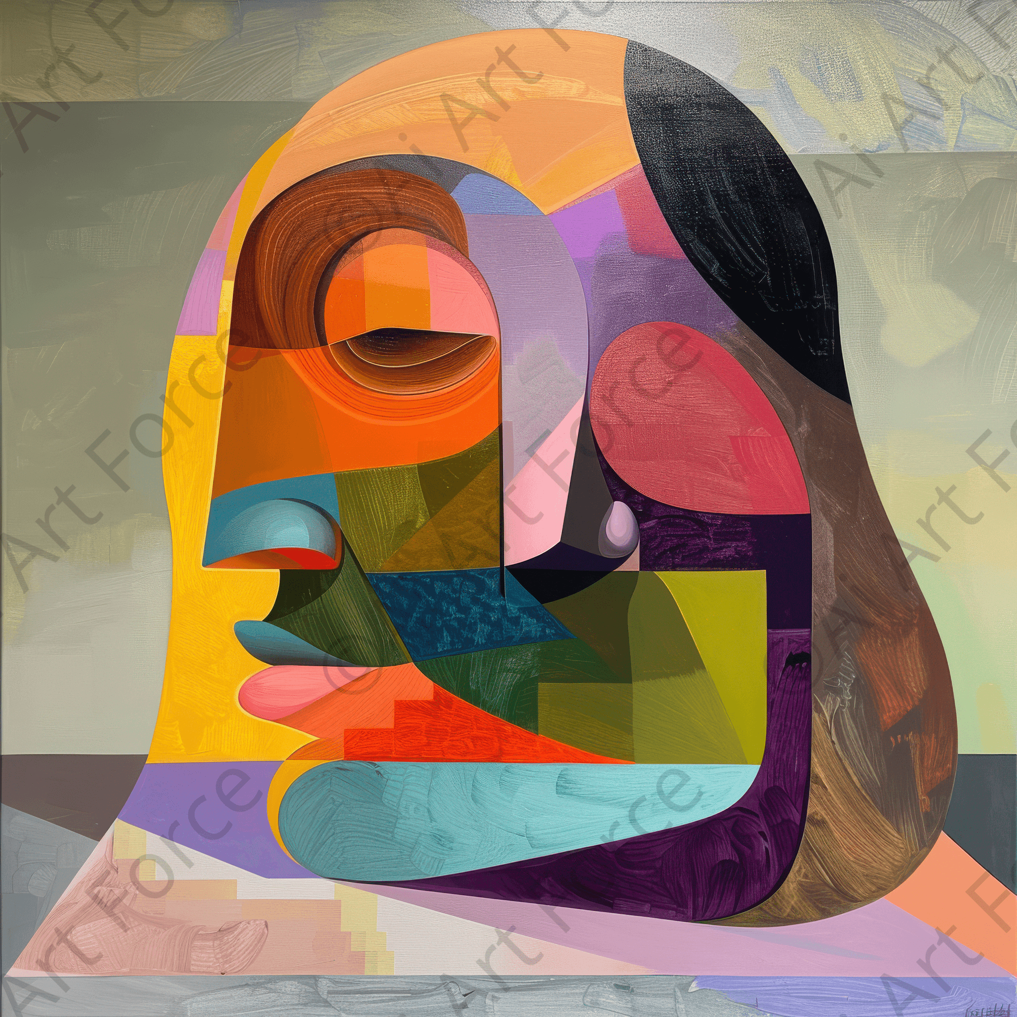 Digital Ai Artwork, of African Face in Abstract Style painting, ideal for art enthusiasts and collectors.