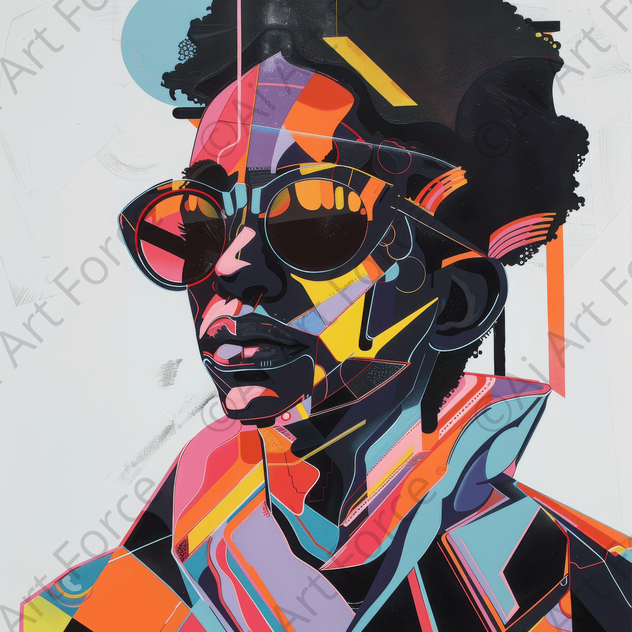 Digital Ai Artwork, of Afrofuturism swedish sharkansas in abstract styl 3, ideal for art enthusiasts and collectors.