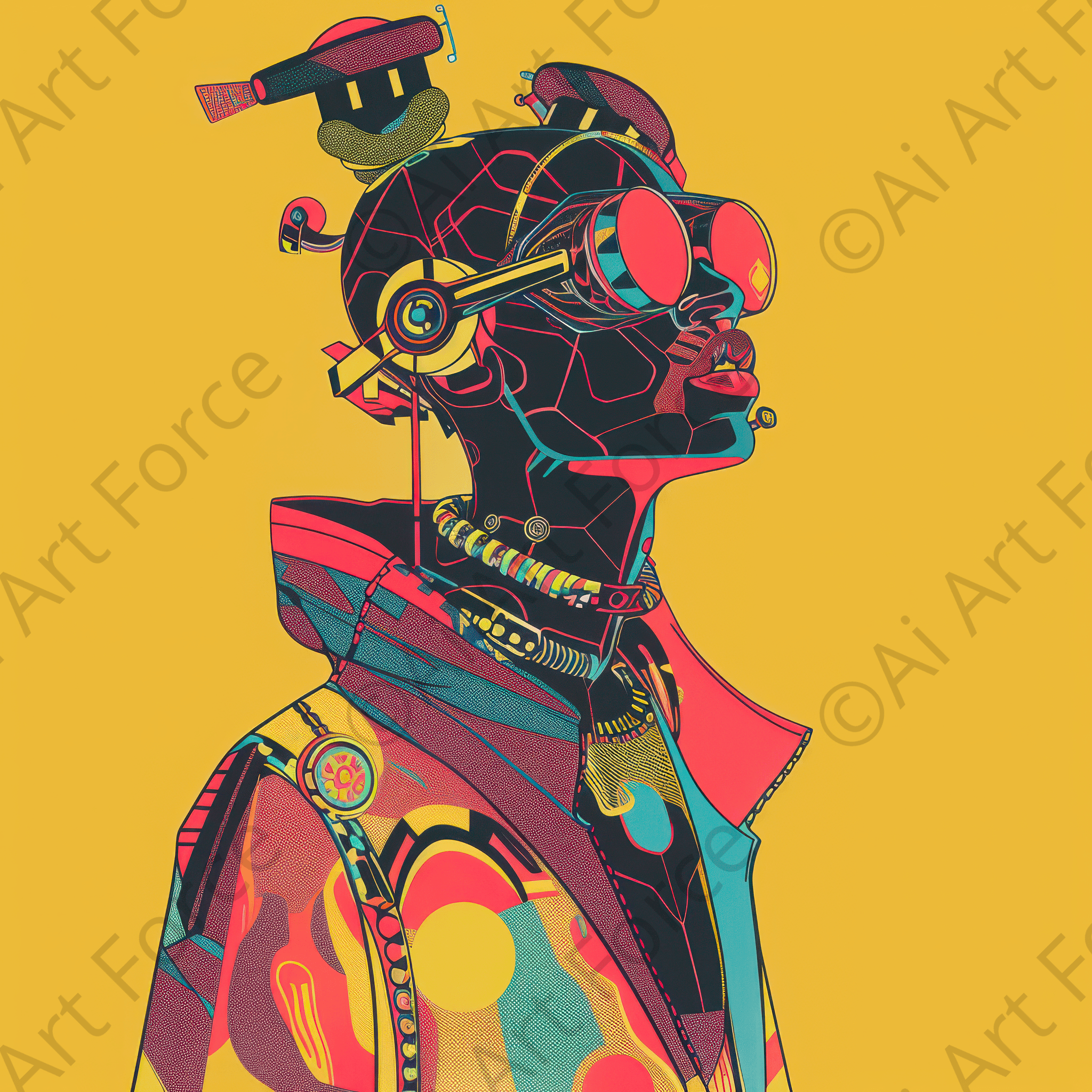 Digital Ai Artwork, of Afrofuturism swedish sharkansas in abstract styl 6, ideal for art enthusiasts and collectors.