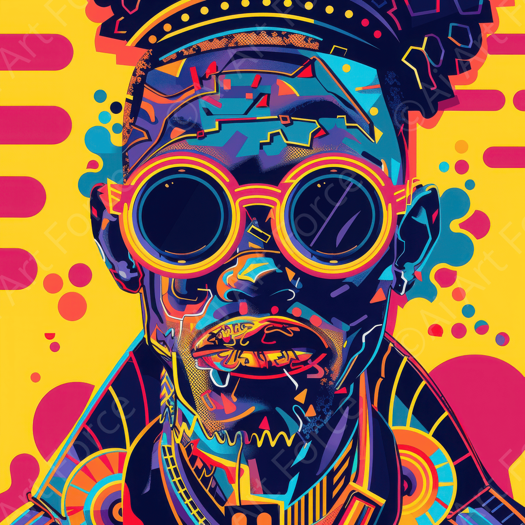 Digital Ai Artwork, of Afrofuturism swedish sharkansas in abstract styl 9, ideal for art enthusiasts and collectors.