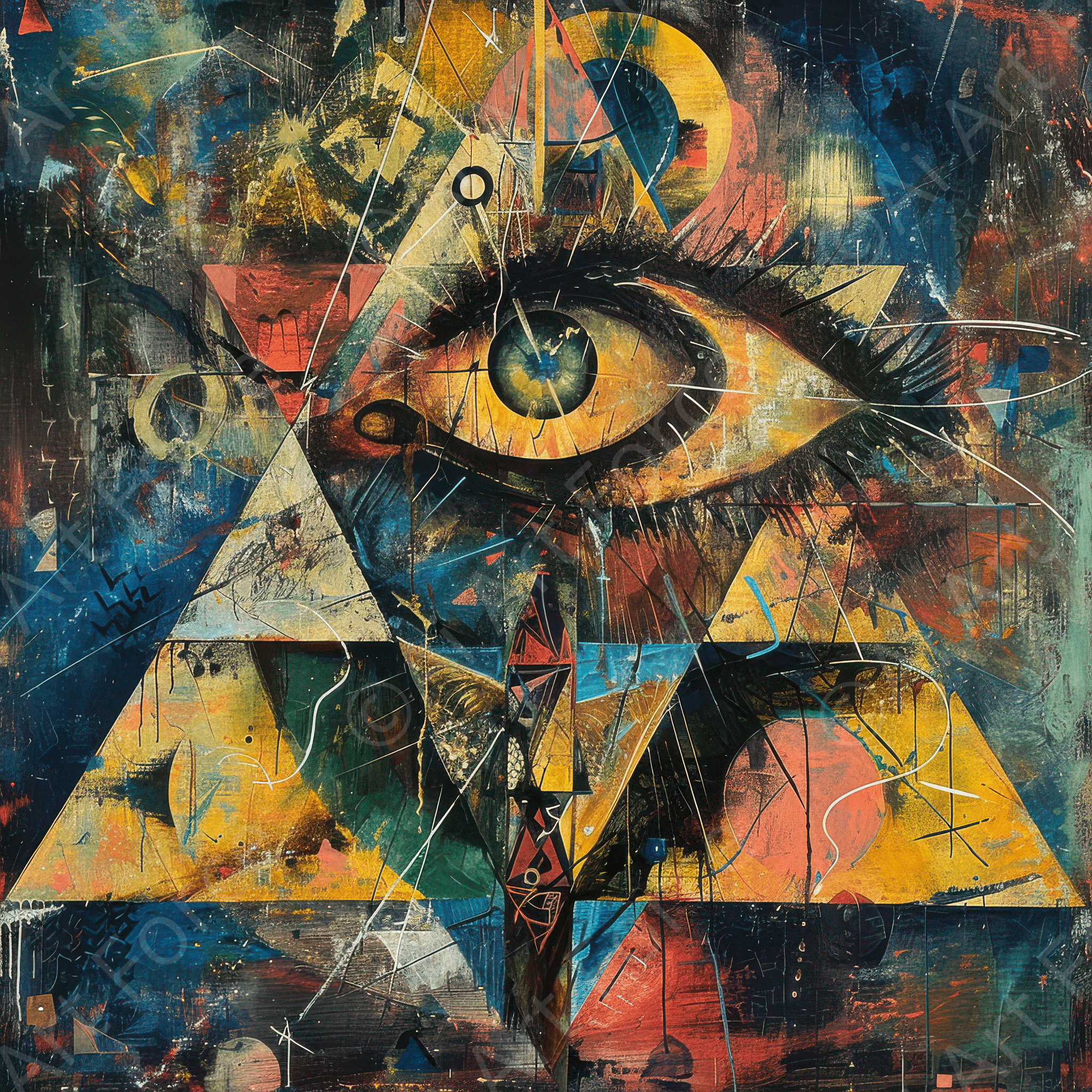 Digital Ai Artwork, of All seeing eye abstract art, ideal for art enthusiasts and collectors.