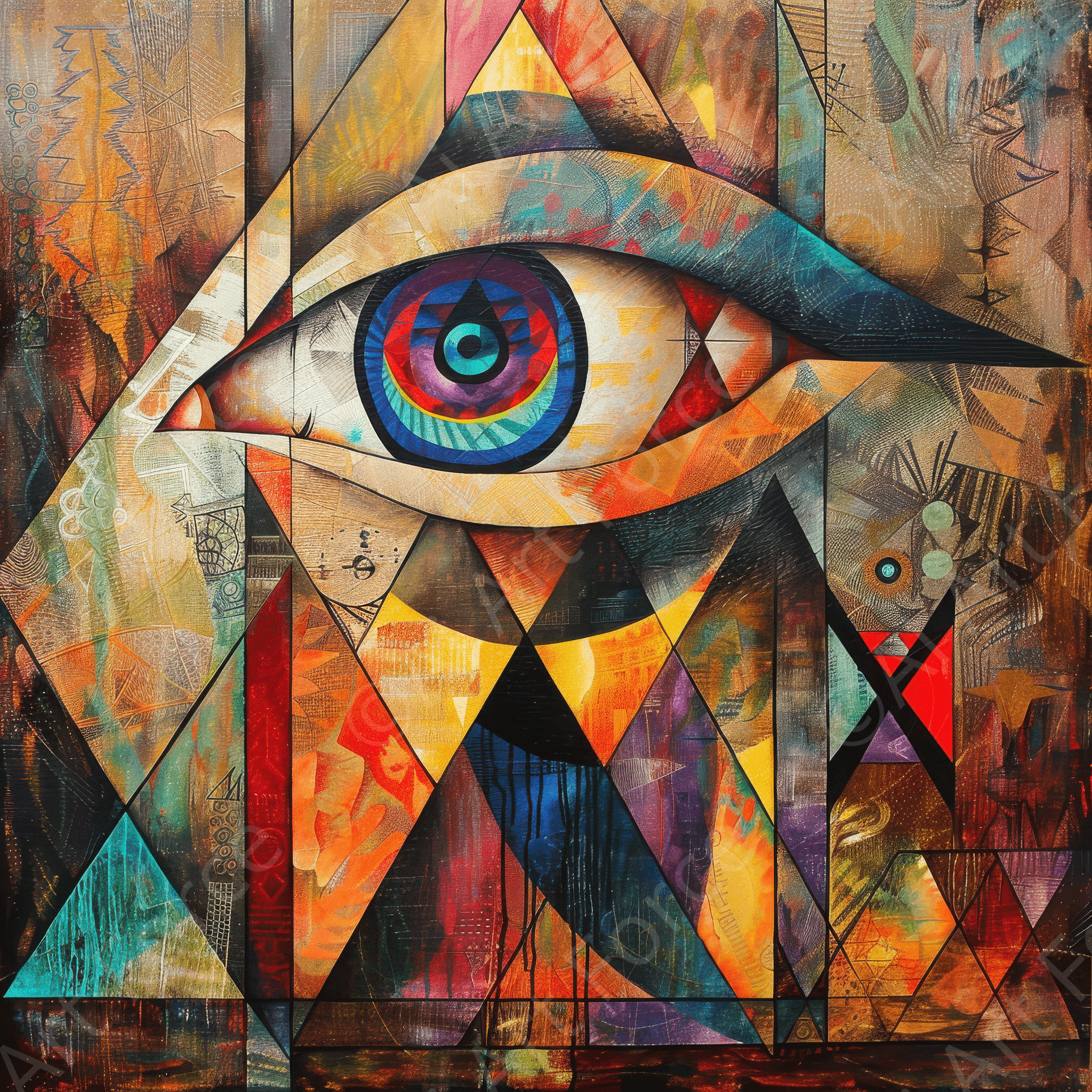 Digital Ai Artwork, of All seeing eye abstract art 2, ideal for art enthusiasts and collectors.