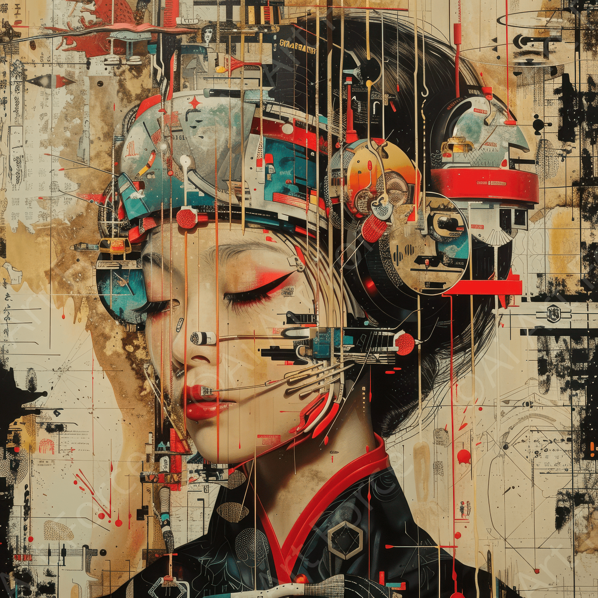 Digital Ai Artwork, of Asianfuturism swedish sharkansas in abstract style, ideal for art enthusiasts and collectors.