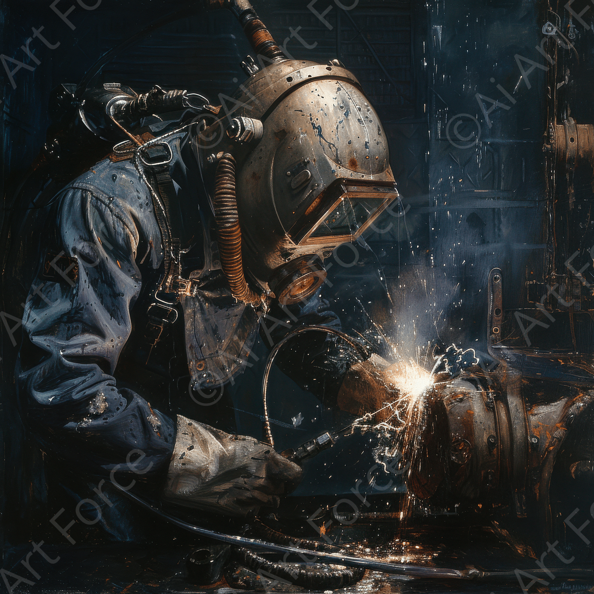 Digital Ai Artwork, of Business Work Mood Maker 1 welder, ideal for art enthusiasts and collectors.