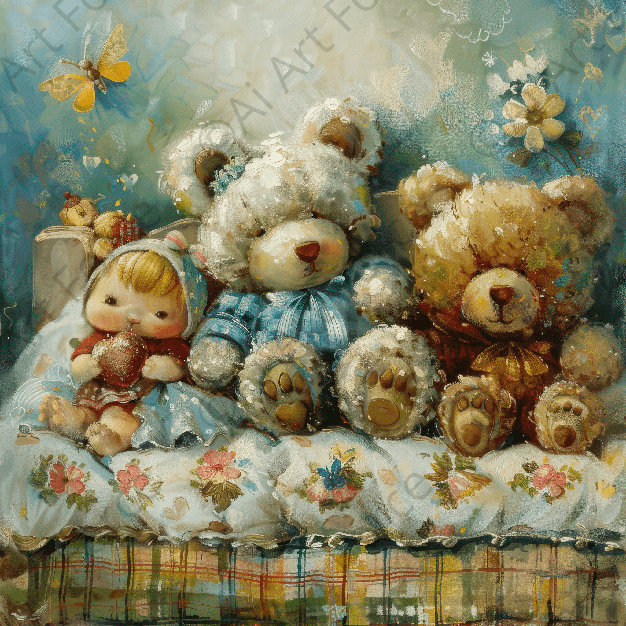 Digital Ai Artwork, of Children Kids Room Art Cozy Cuddle Bears 3, ideal for art enthusiasts and collectors.