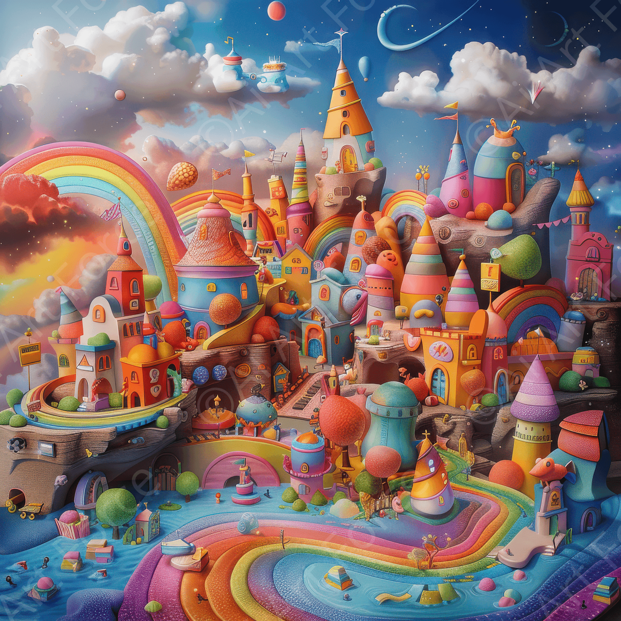 Digital Ai Artwork, of Children Kids Room Art Fantasy Land 14, ideal for art enthusiasts and collectors.