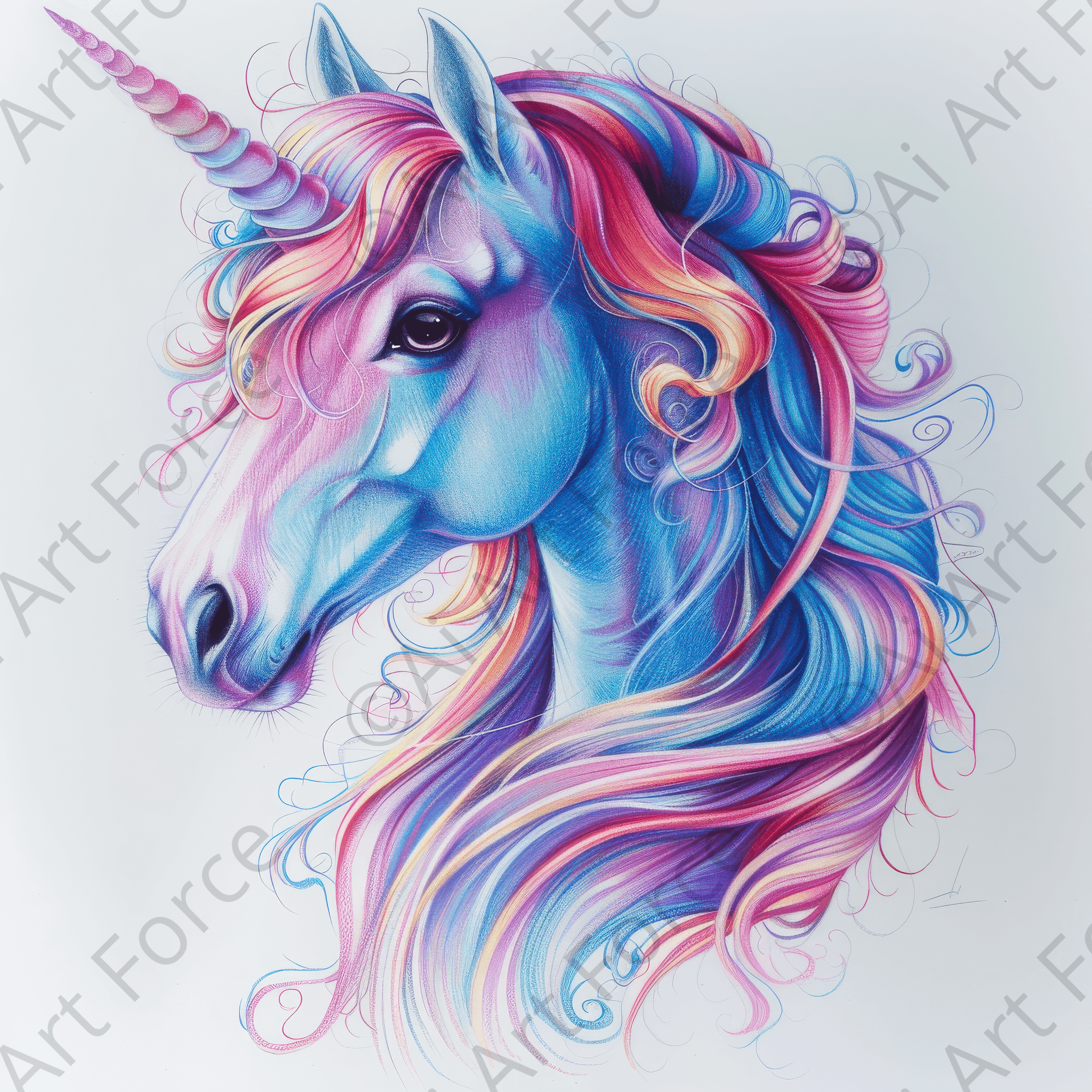 Digital Ai Artwork, of Children Kids Room Art Unicorn Fantasy 2, ideal for art enthusiasts and collectors.