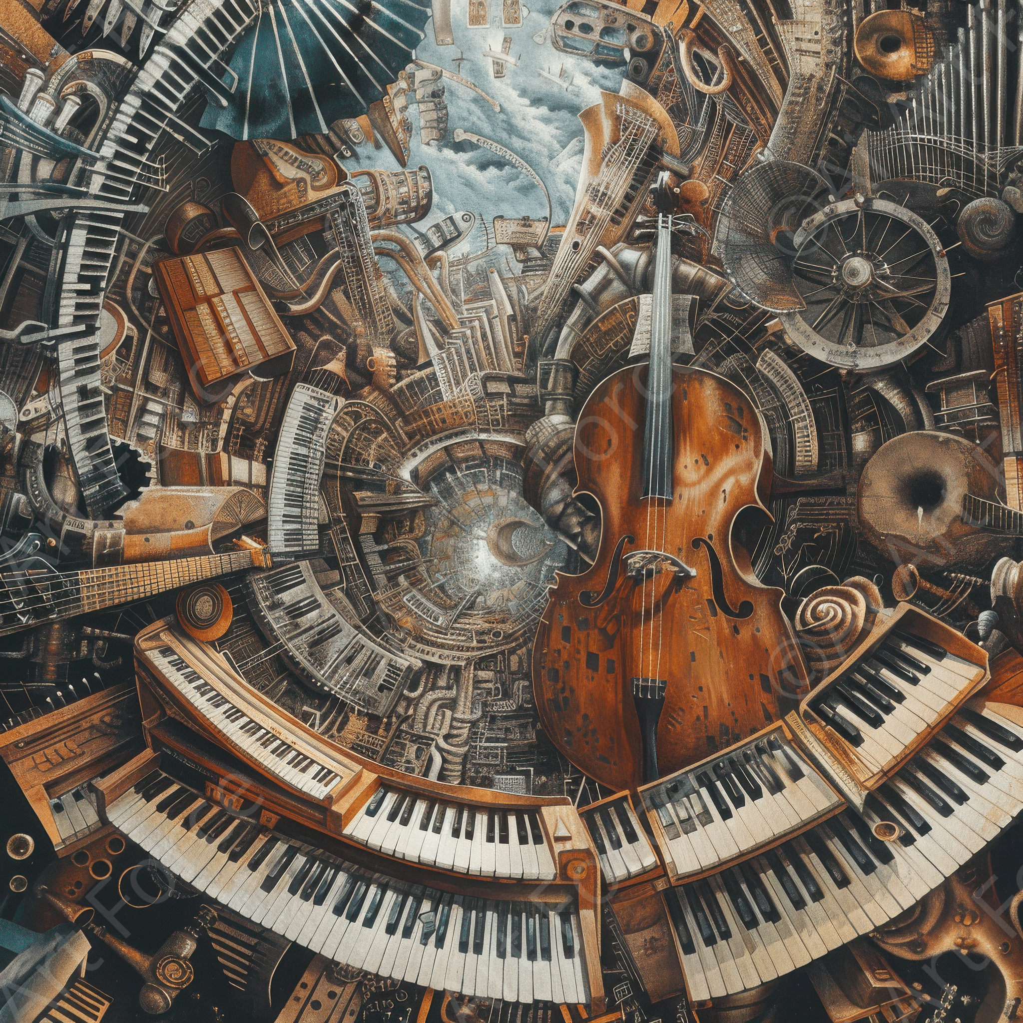 Digital Ai Artwork, of City of Music, ideal for art enthusiasts and collectors.