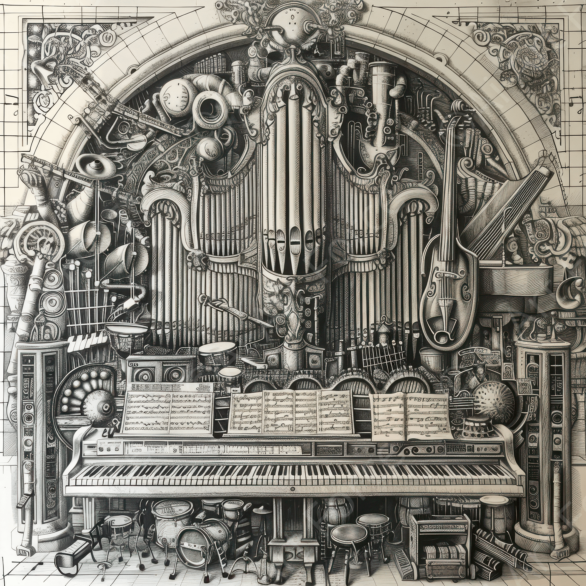 Digital Ai Artwork, of City of Music 1, ideal for art enthusiasts and collectors.