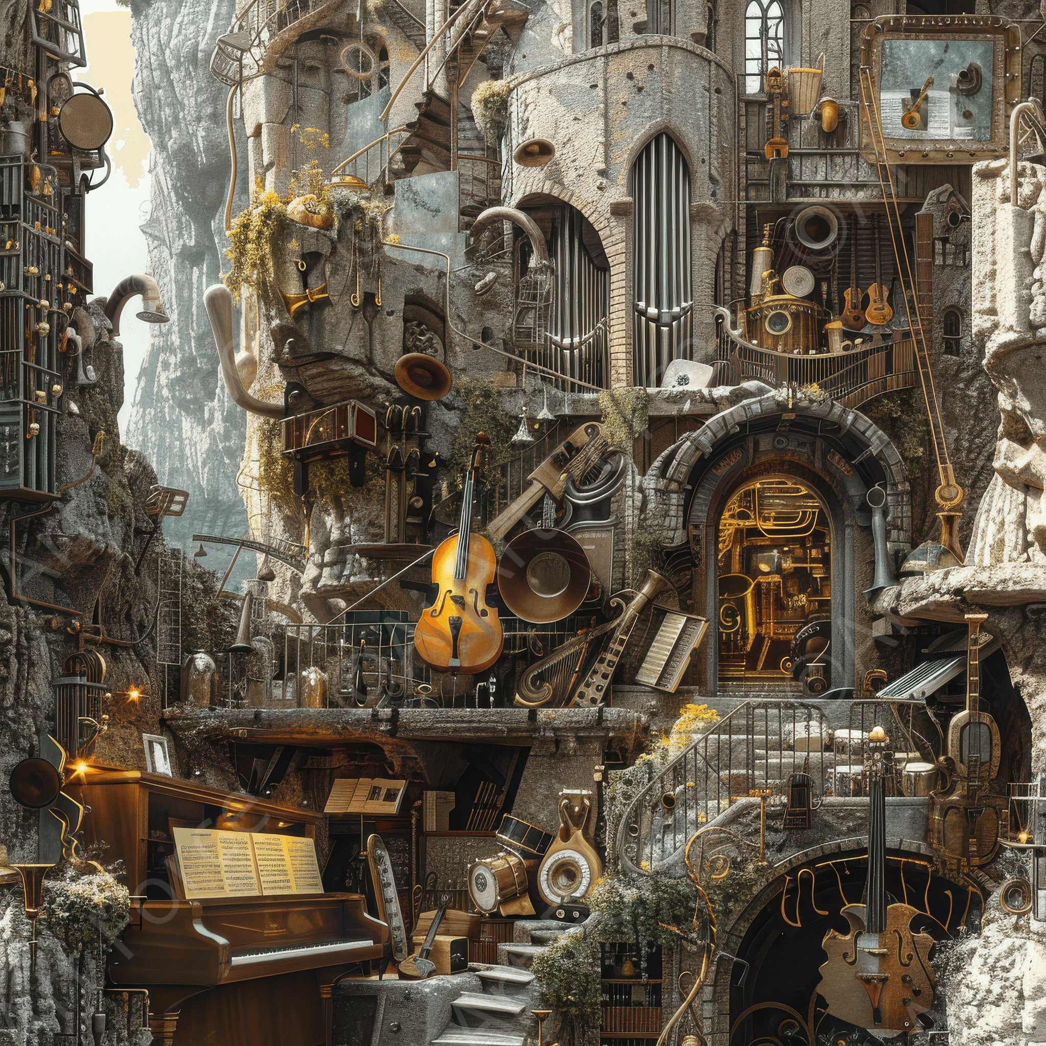 Digital Ai Artwork, of City of Music 4, ideal for art enthusiasts and collectors.