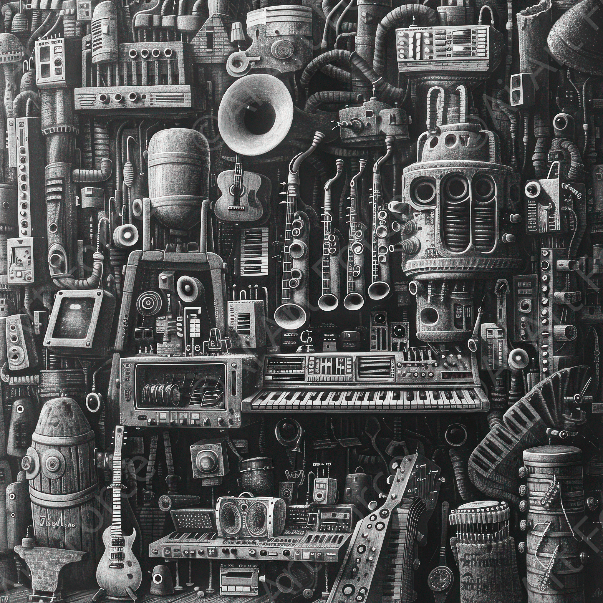Digital Ai Artwork, of City of Music 5, ideal for art enthusiasts and collectors.