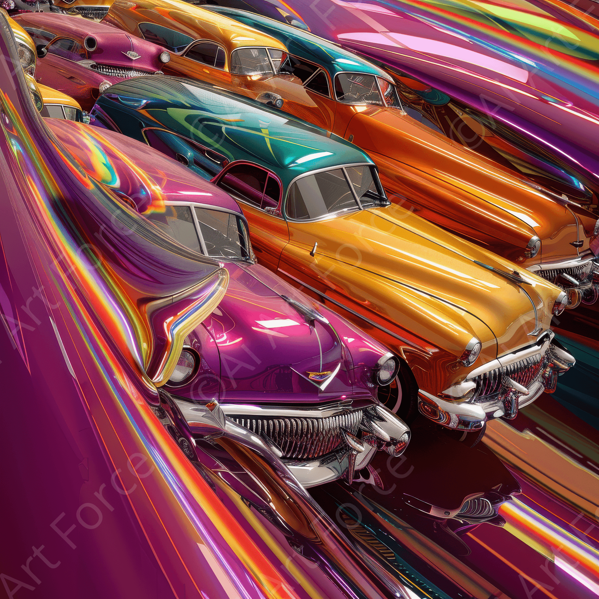 Digital Ai Artwork, of Classic Cars Art, ideal for art enthusiasts and collectors.
