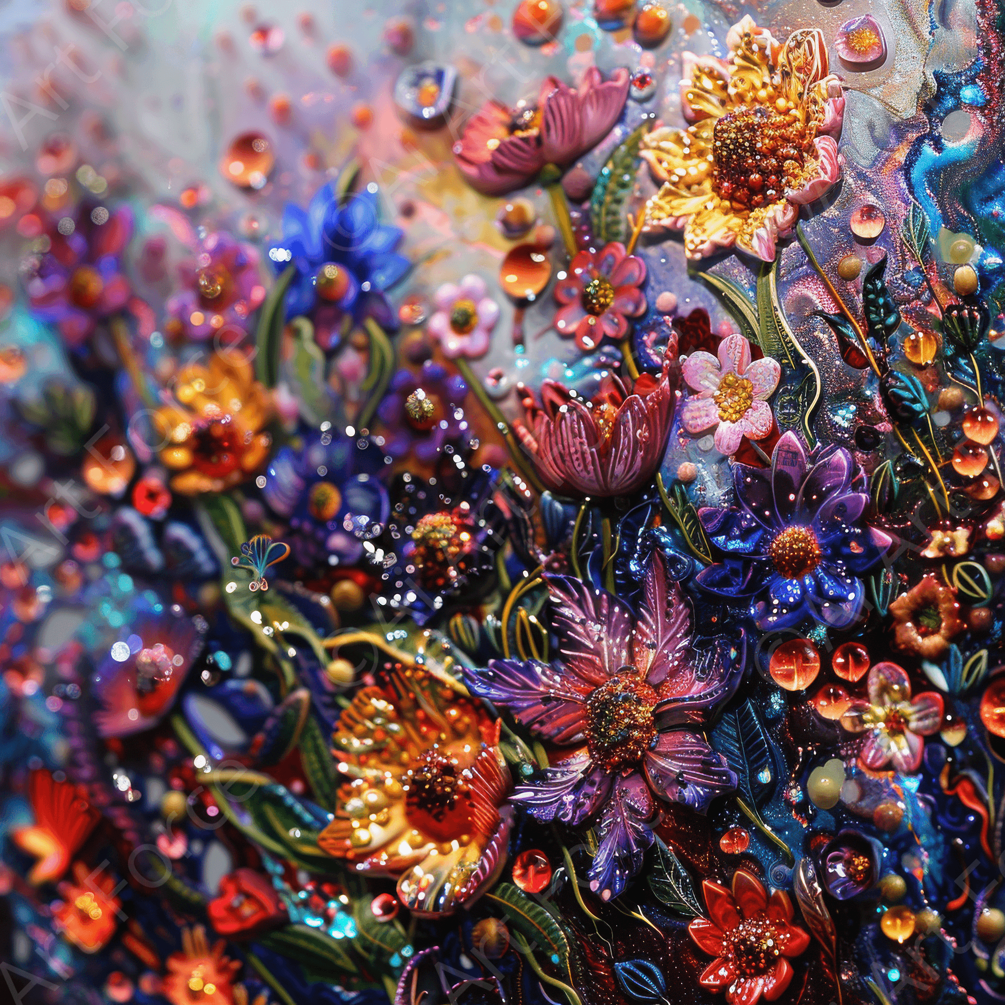Digital Ai Artwork, of Colorfull Flower Art, ideal for art enthusiasts and collectors.