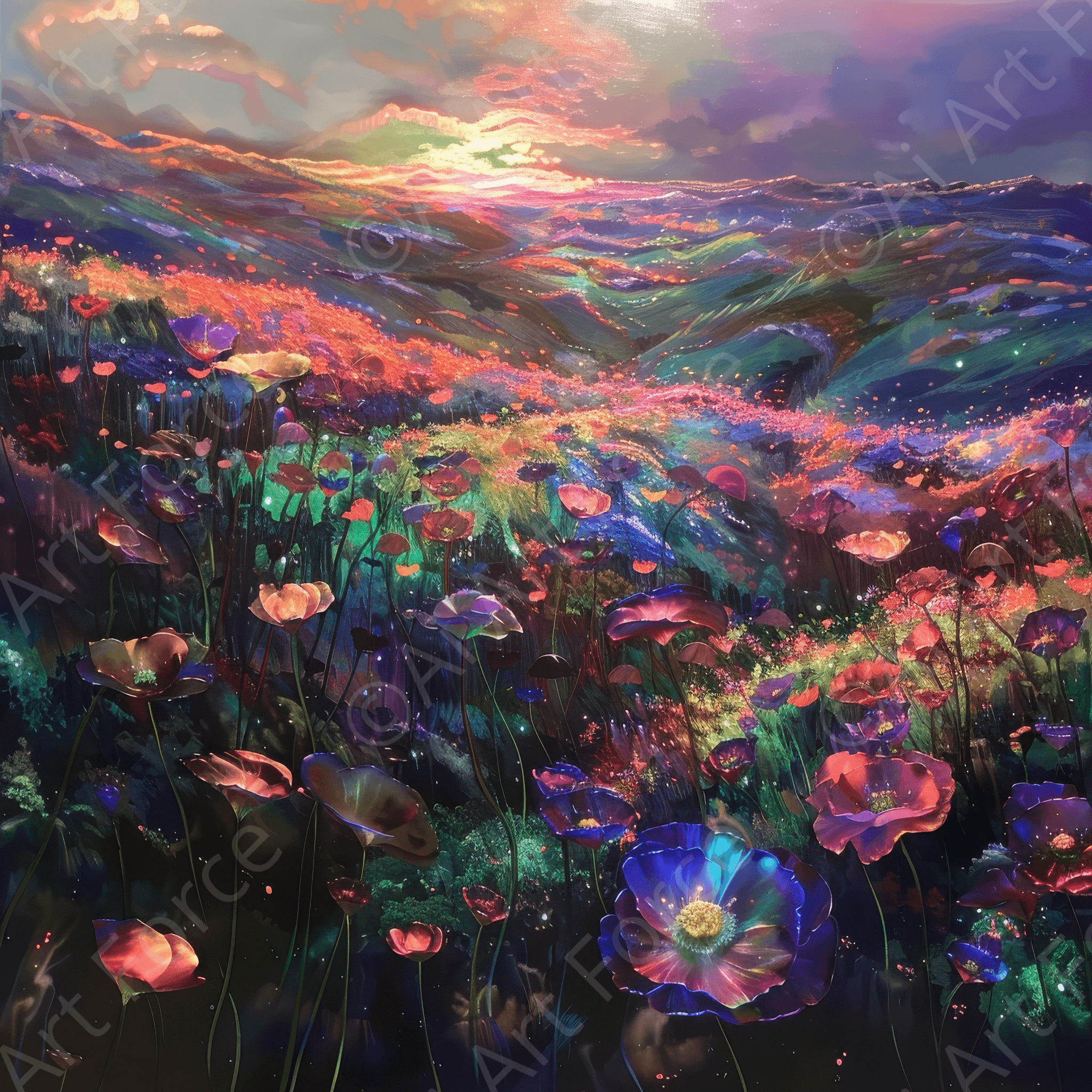 Digital Ai Artwork, of Colorfull Flower Art 10, ideal for art enthusiasts and collectors.