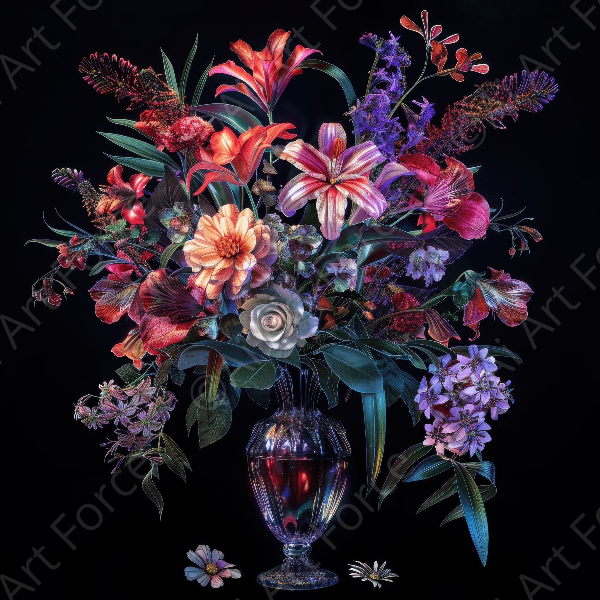 Digital Ai Artwork, of Colorfull Flower Art 14, ideal for art enthusiasts and collectors.