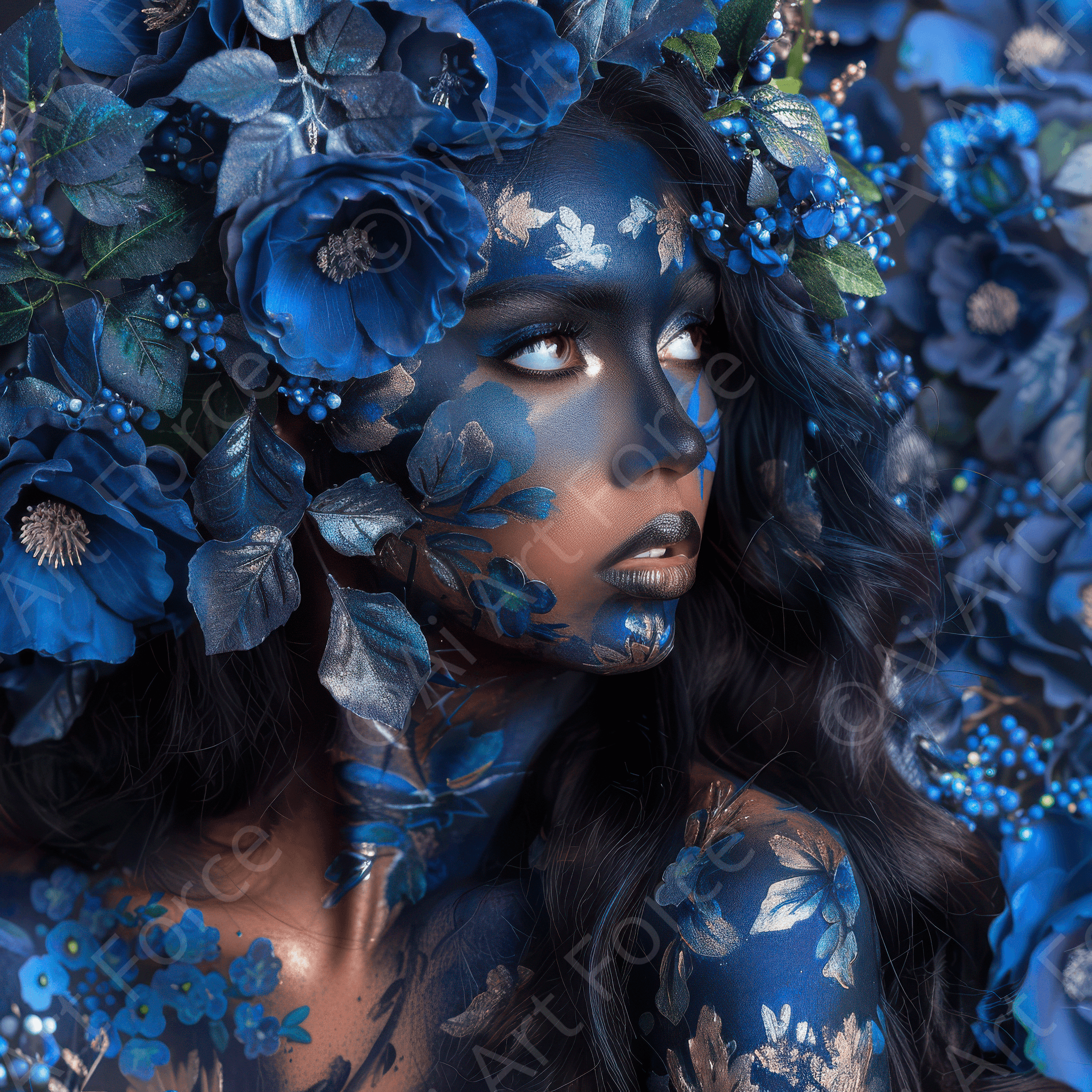 Digital Ai Artwork, of Colorfull Flower Art Bodypaint 11, ideal for art enthusiasts and collectors.