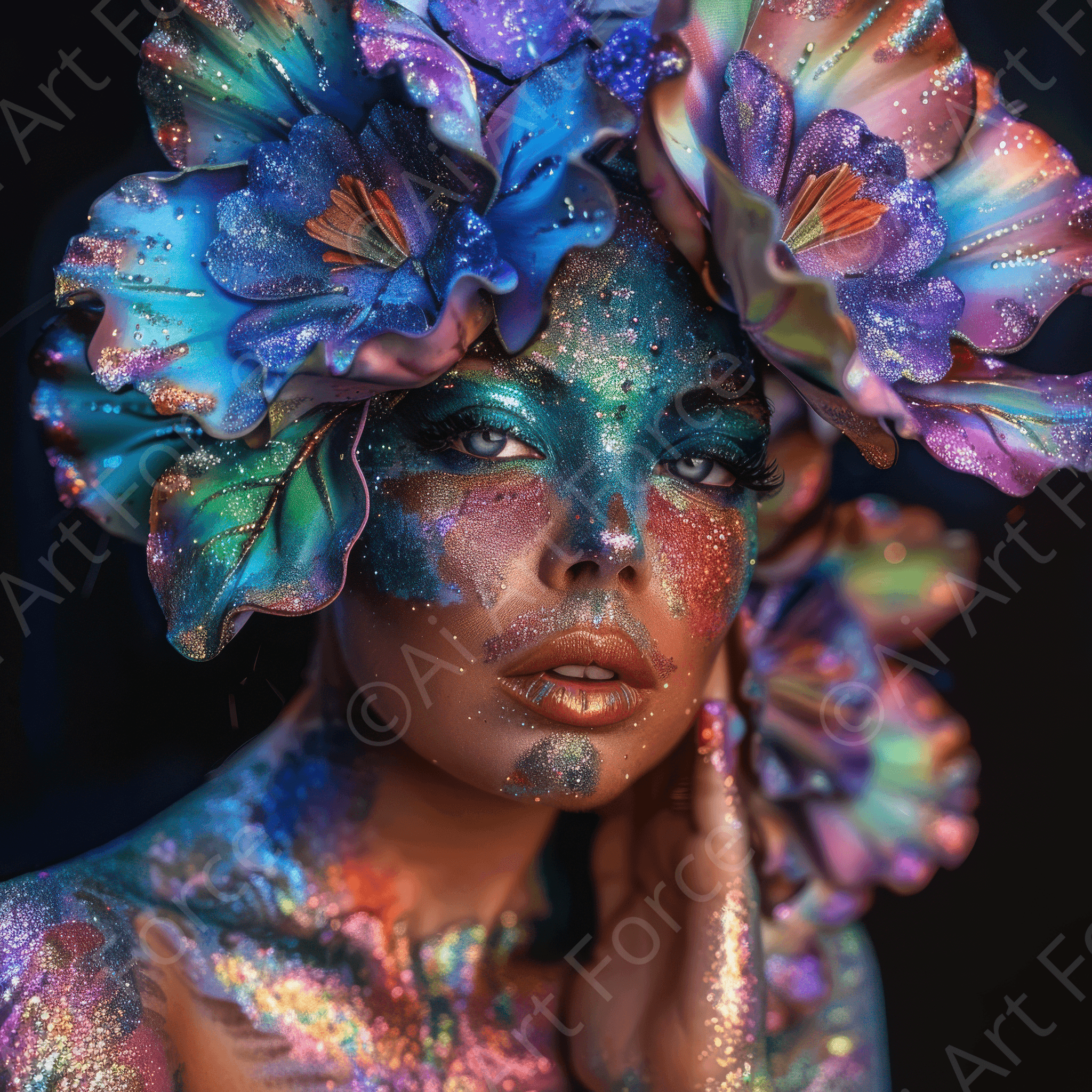 Digital Ai Artwork, of Colorfull Flower Art Bodypaint 4, ideal for art enthusiasts and collectors.