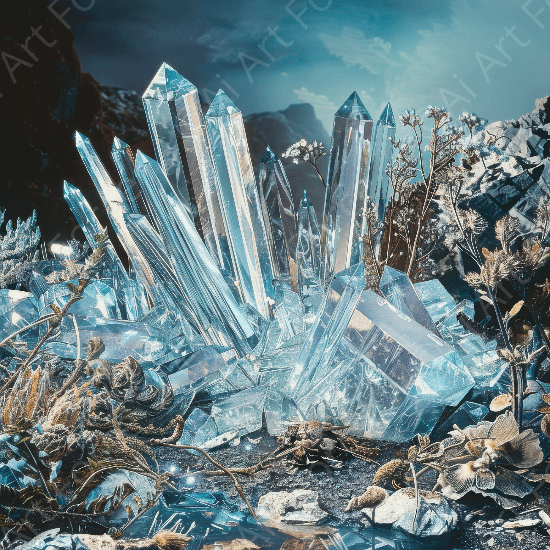 Digital Ai Artwork, of Crystal Fantasy 8, ideal for art enthusiasts and collectors.