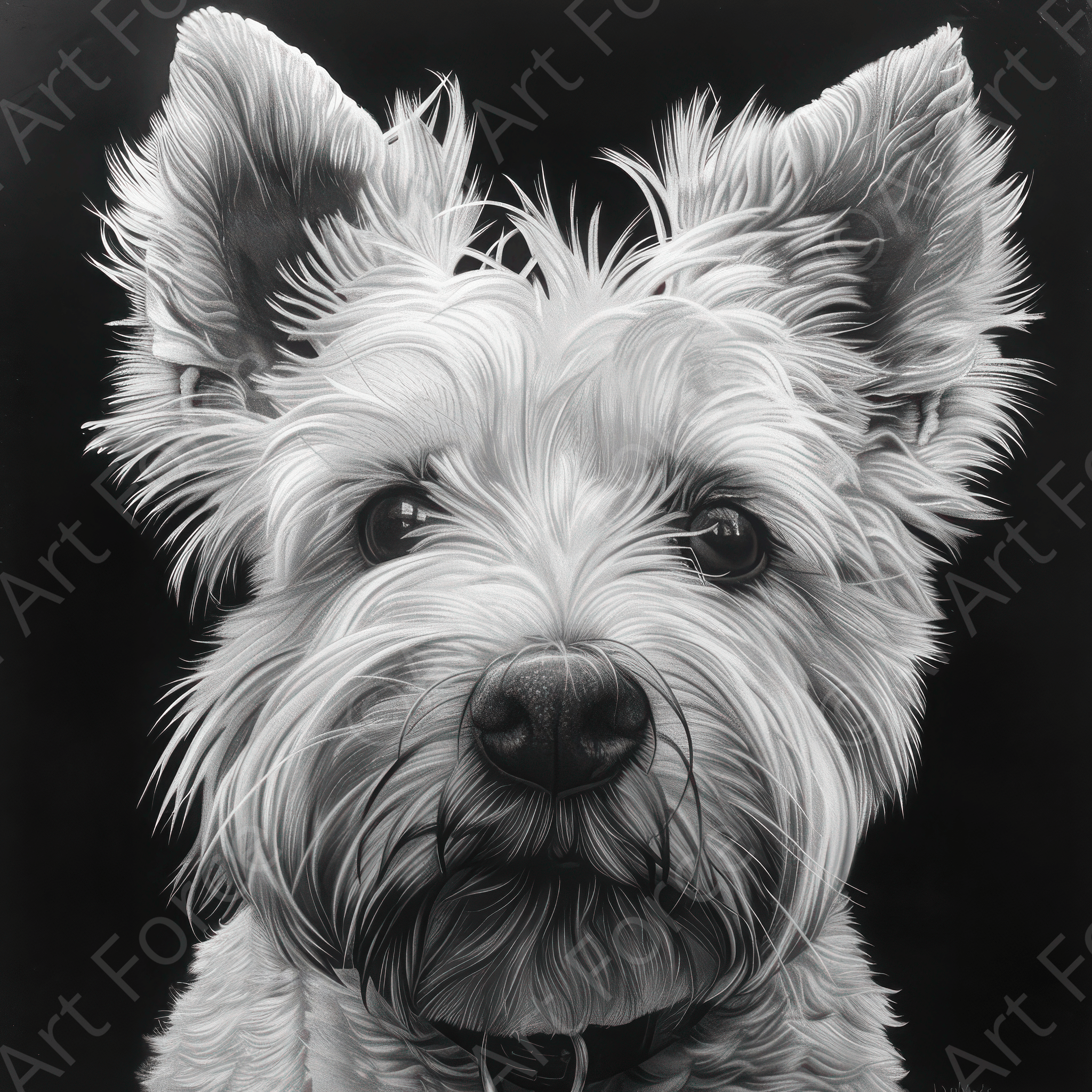 Digital Ai Artwork, of Dogs Westie Art, ideal for art enthusiasts and collectors.