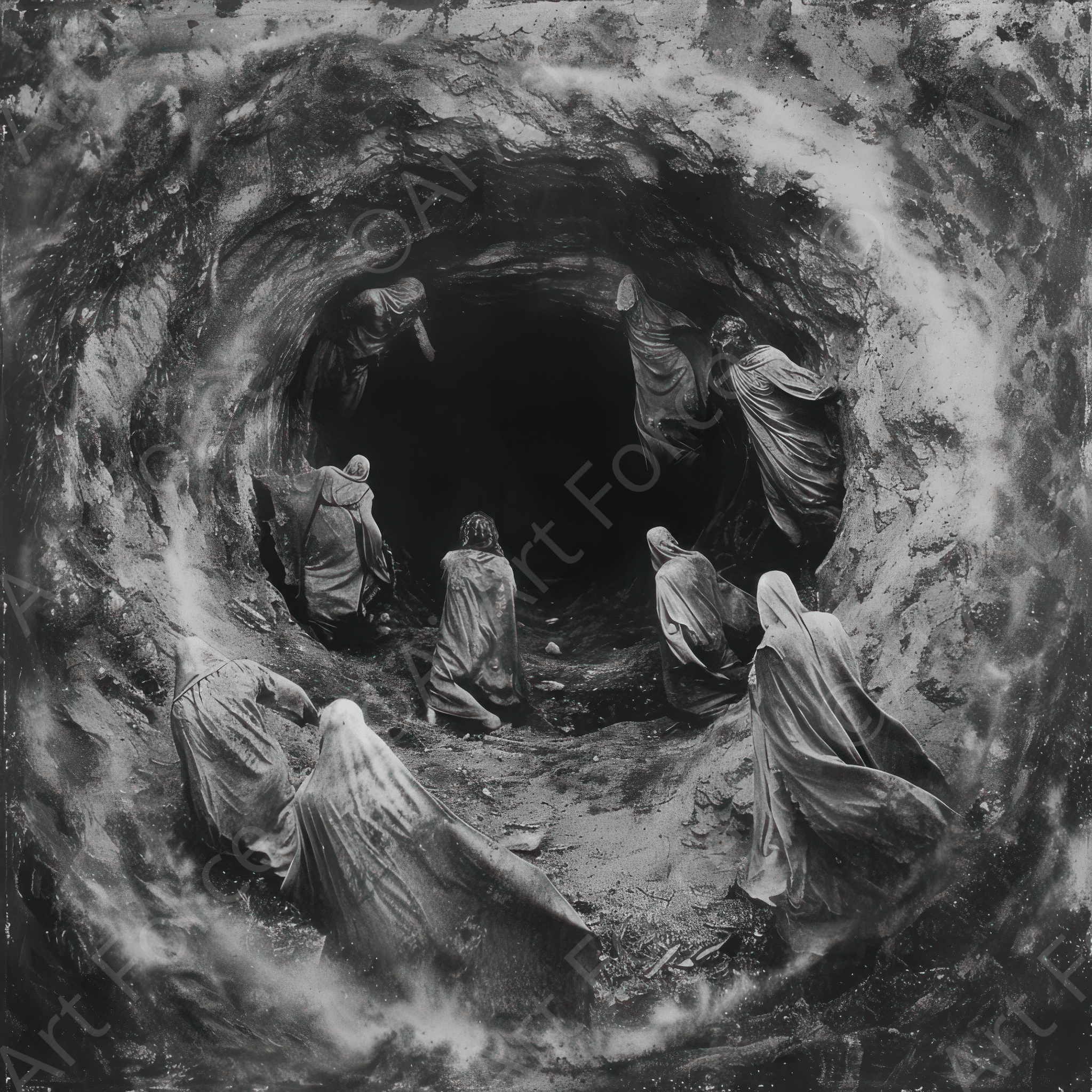 Digital Ai Artwork, of Entering the Underworld forgetting the past, ideal for art enthusiasts and collectors.