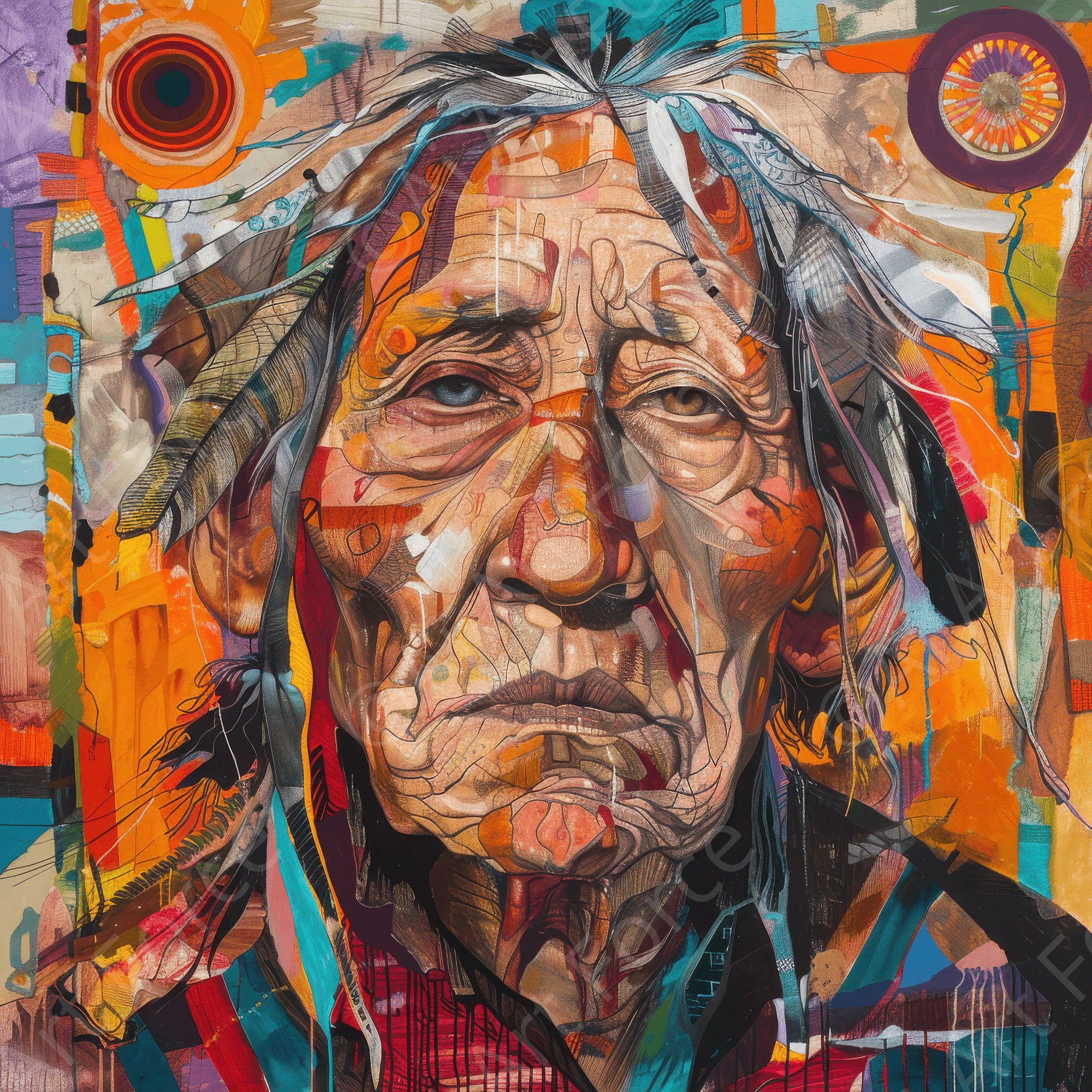 Digital Ai Artwork, of Expressionism art style American ancestors 3, ideal for art enthusiasts and collectors.