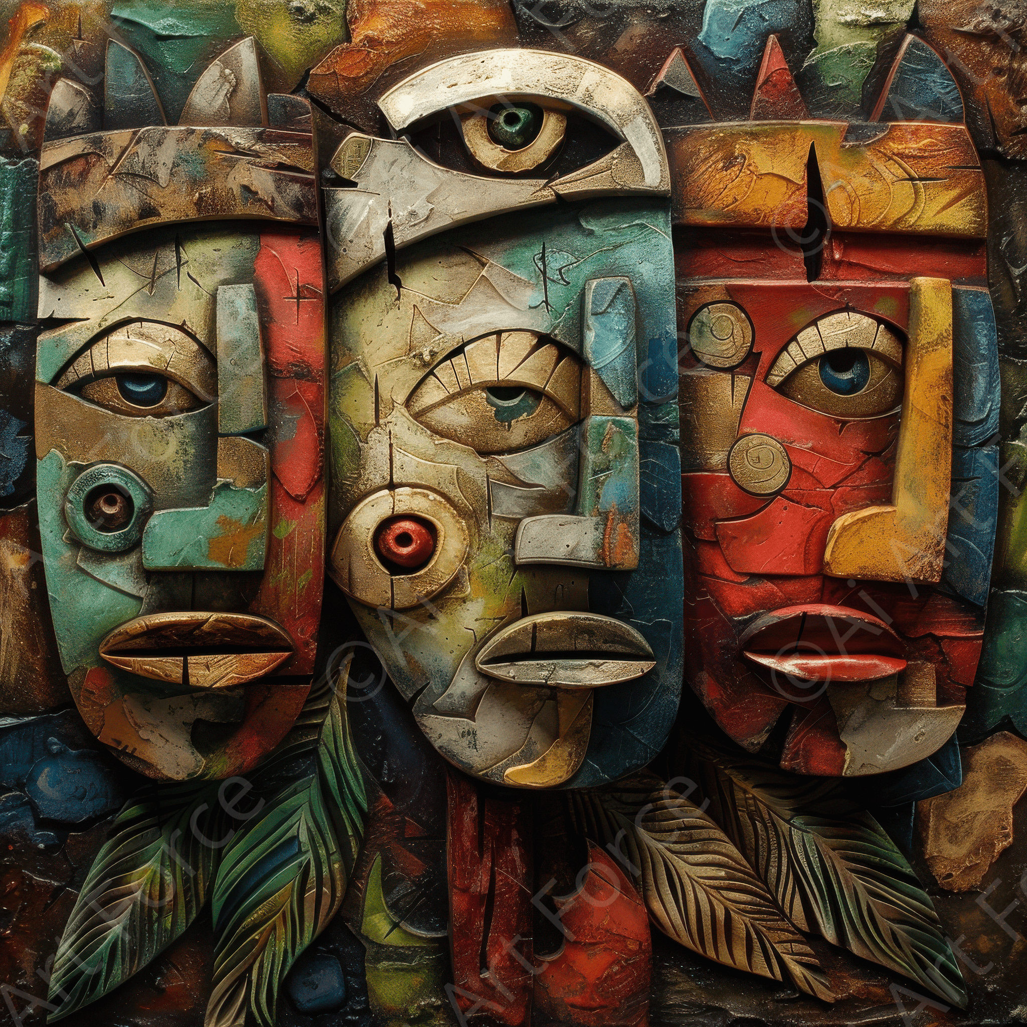 Digital Ai Artwork, of Expressionism art style Mayans ancestors 3, ideal for art enthusiasts and collectors.