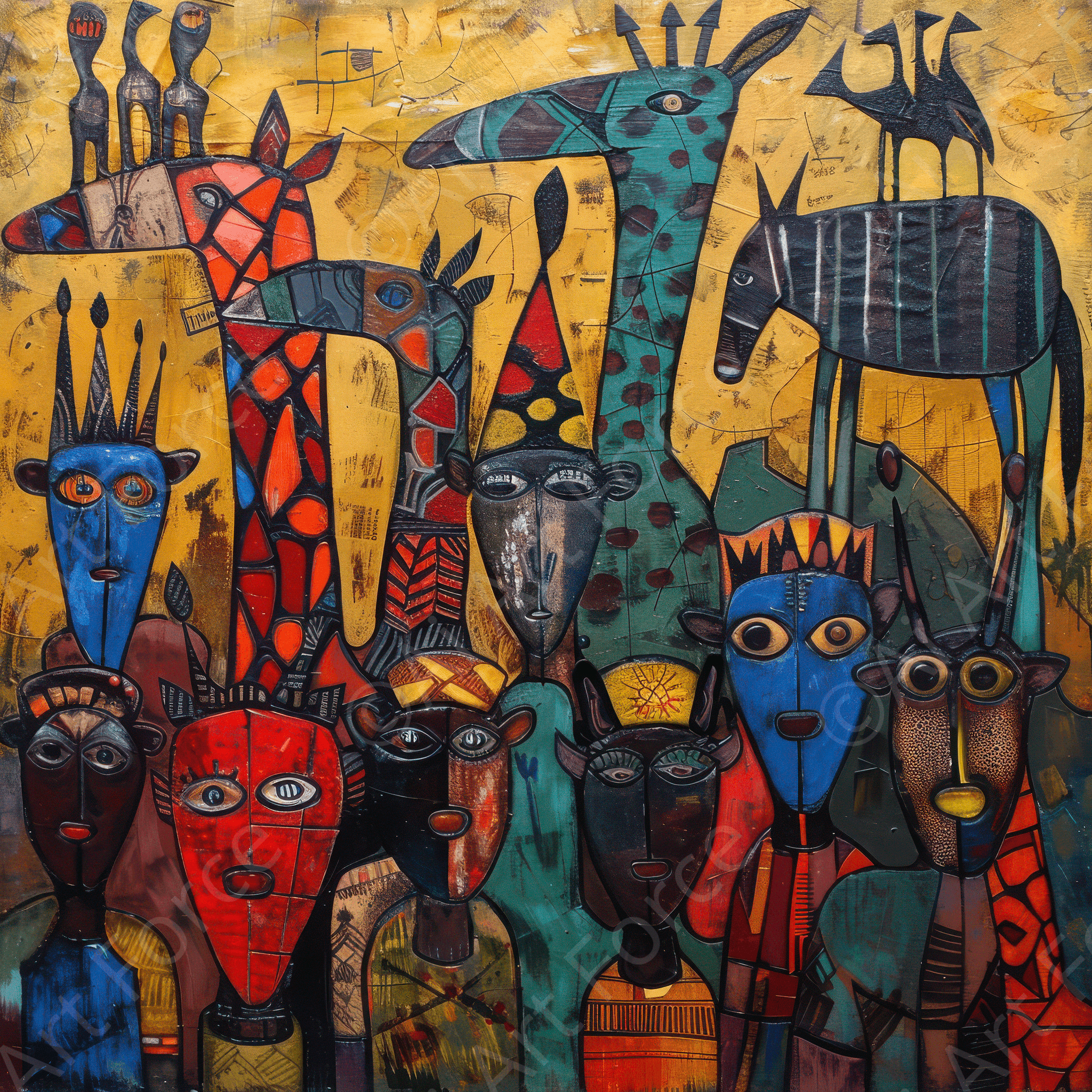 Digital Ai Artwork, of Expressionism art style Ugandas ancestors 4, ideal for art enthusiasts and collectors.
