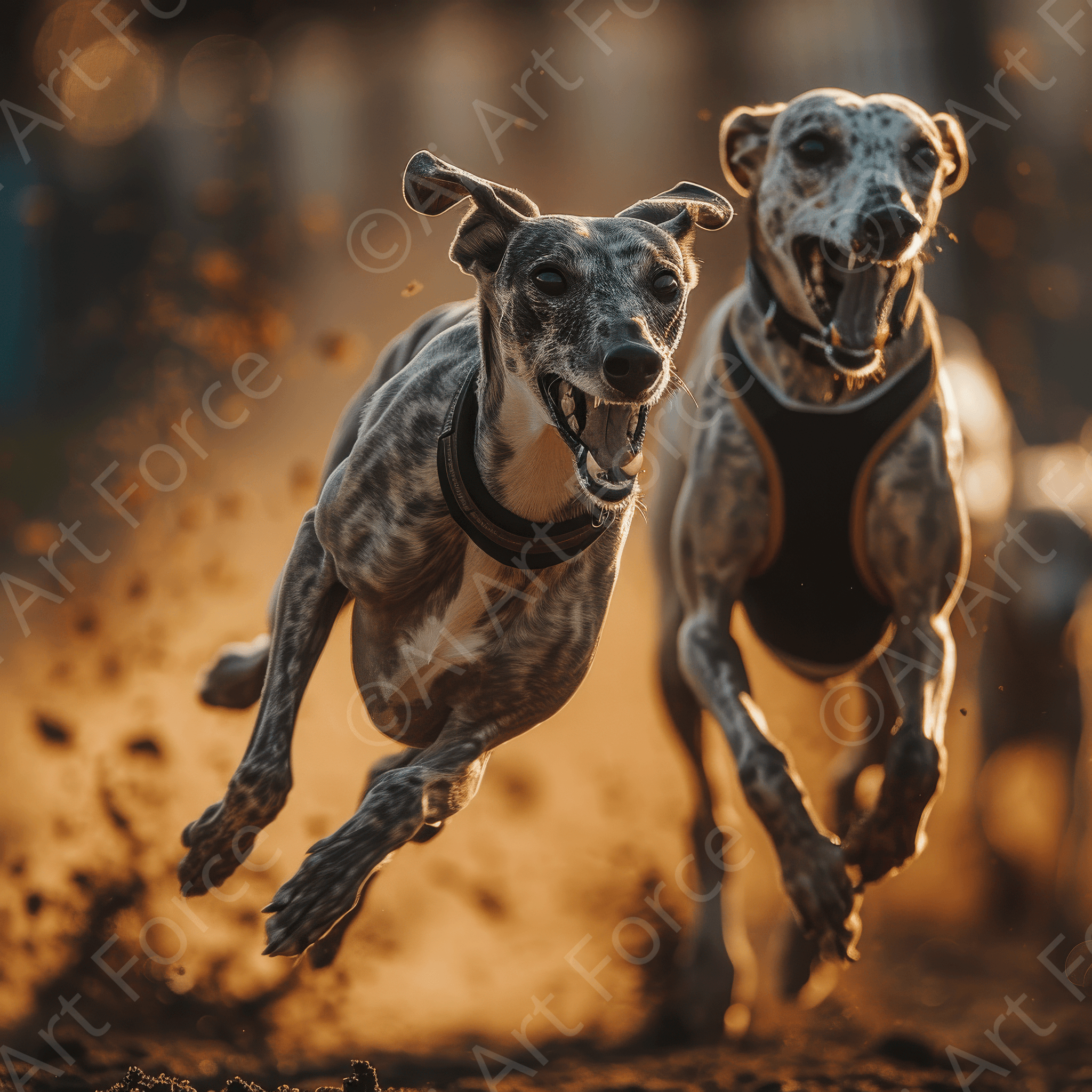 Digital Ai Artwork, of Grey Hound Racing fastest dogs in the world 2, ideal for art enthusiasts and collectors.