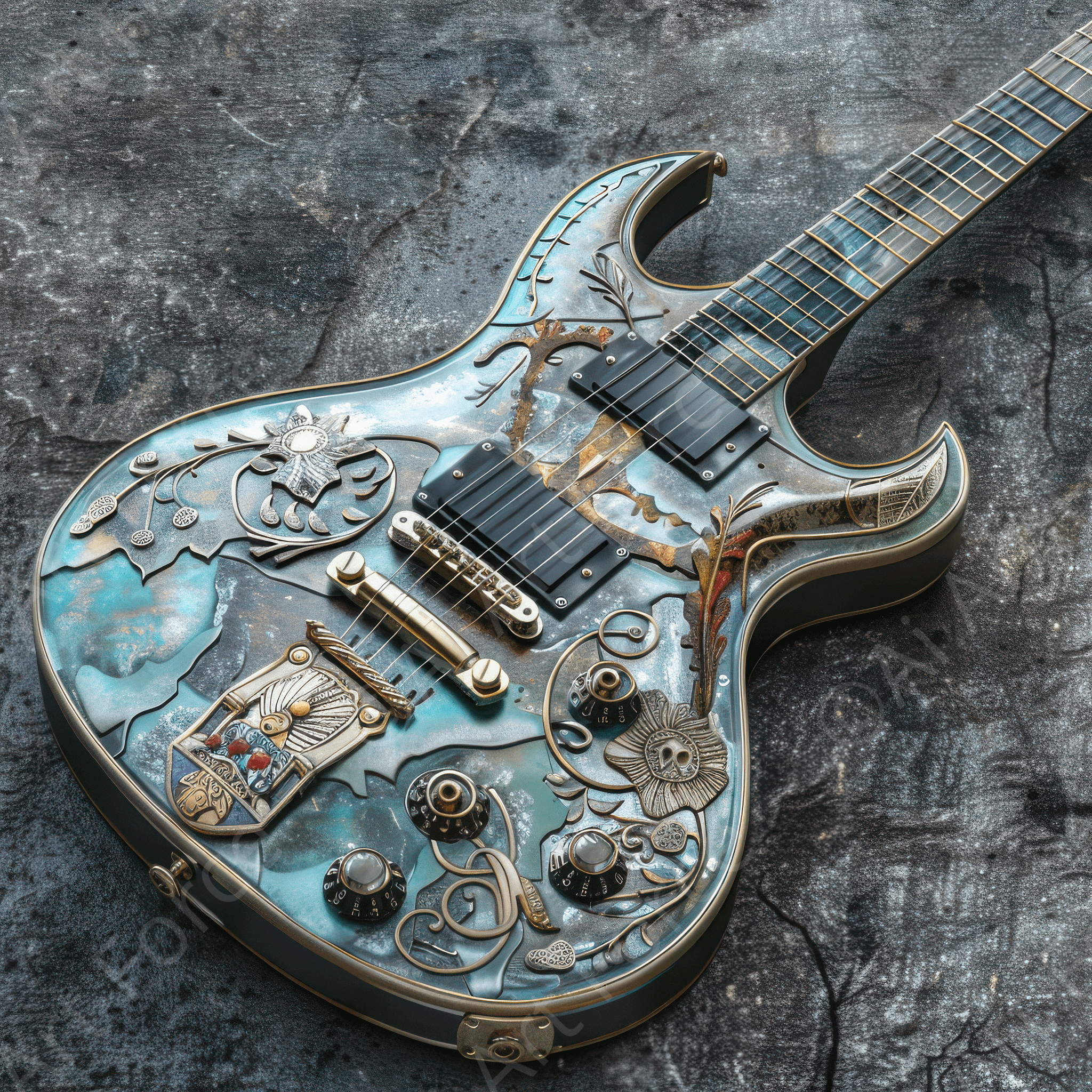 Digital Ai Artwork, of Guitar Art, ideal for art enthusiasts and collectors.