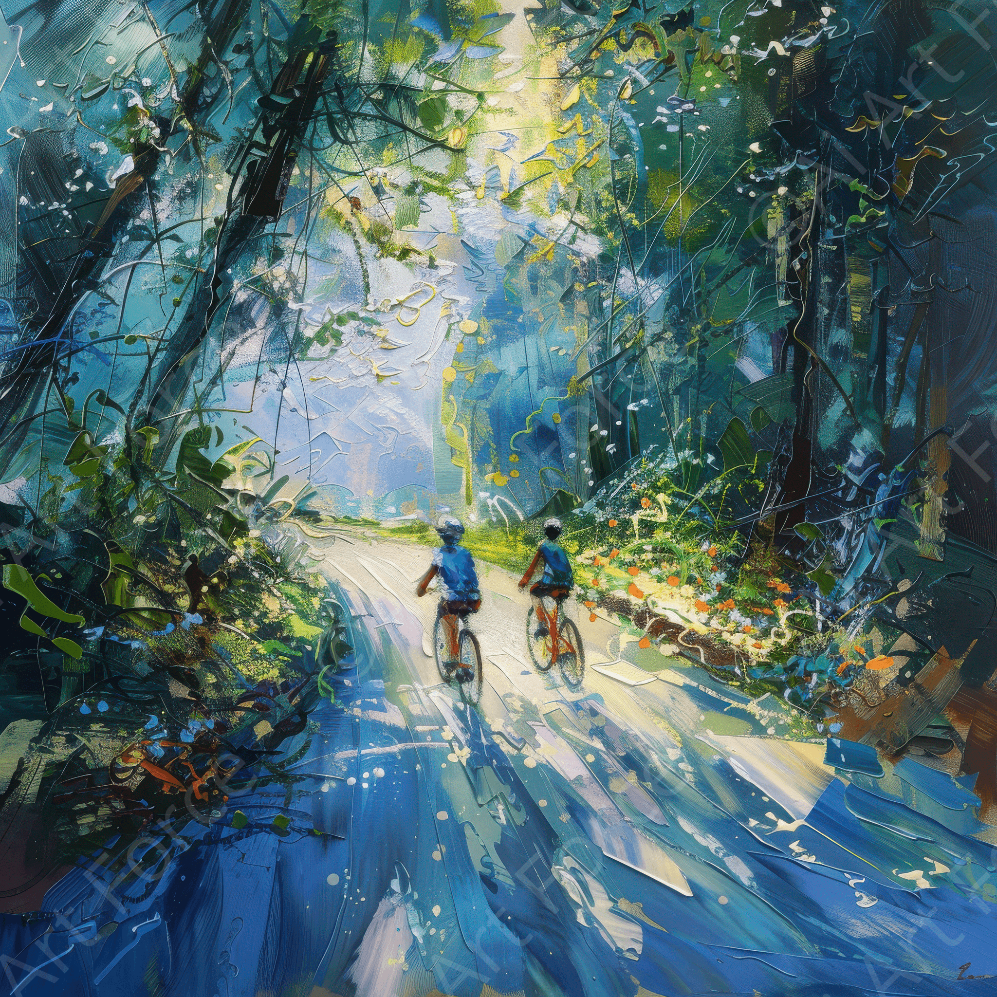 Digital Ai Artwork, of Impressionism cycling through beautiful nature 6, ideal for art enthusiasts and collectors.