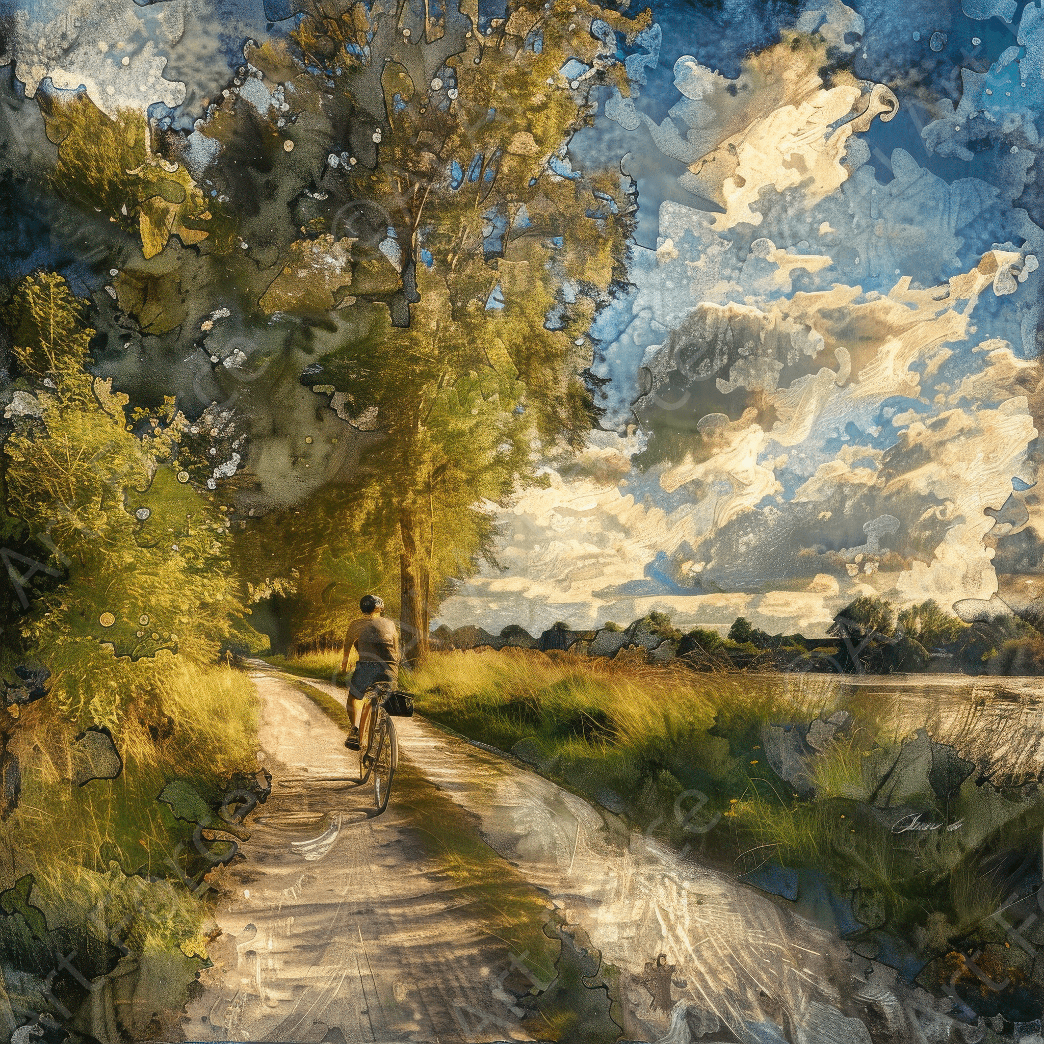 Digital Ai Artwork, of Impressionism cycling through beautiful nature 7, ideal for art enthusiasts and collectors.