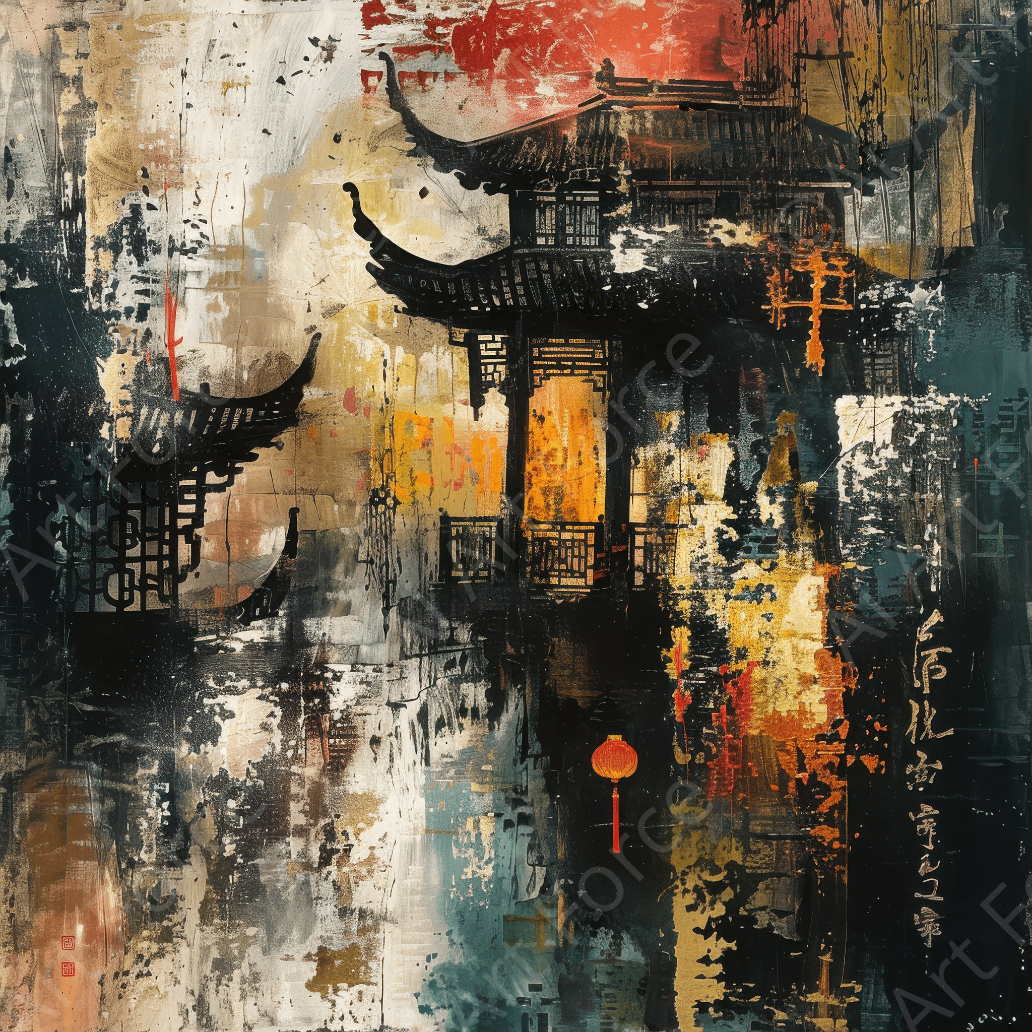 Digital Ai Artwork, of Old culture of China in abstract style, ideal for art enthusiasts and collectors.