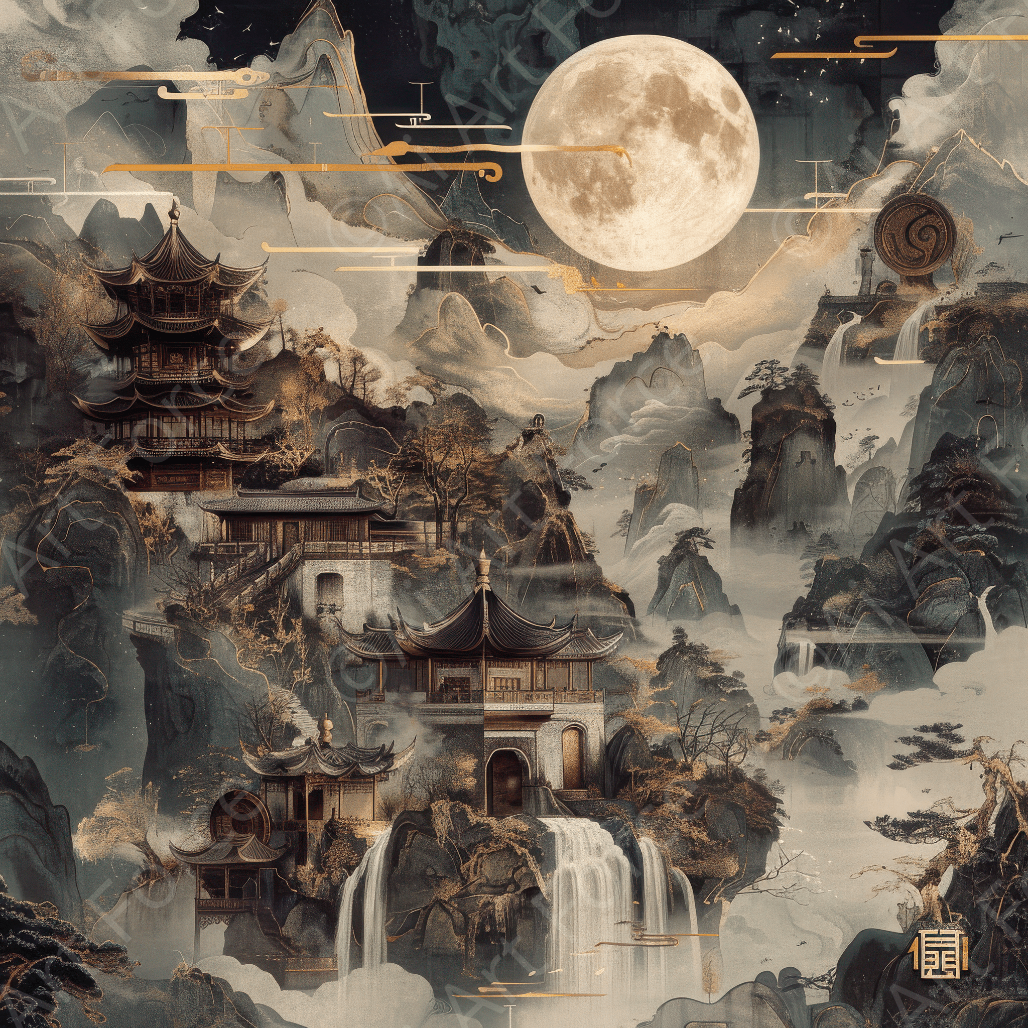 Digital Ai Artwork, of Old culture of China in abstract style 4, ideal for art enthusiasts and collectors.