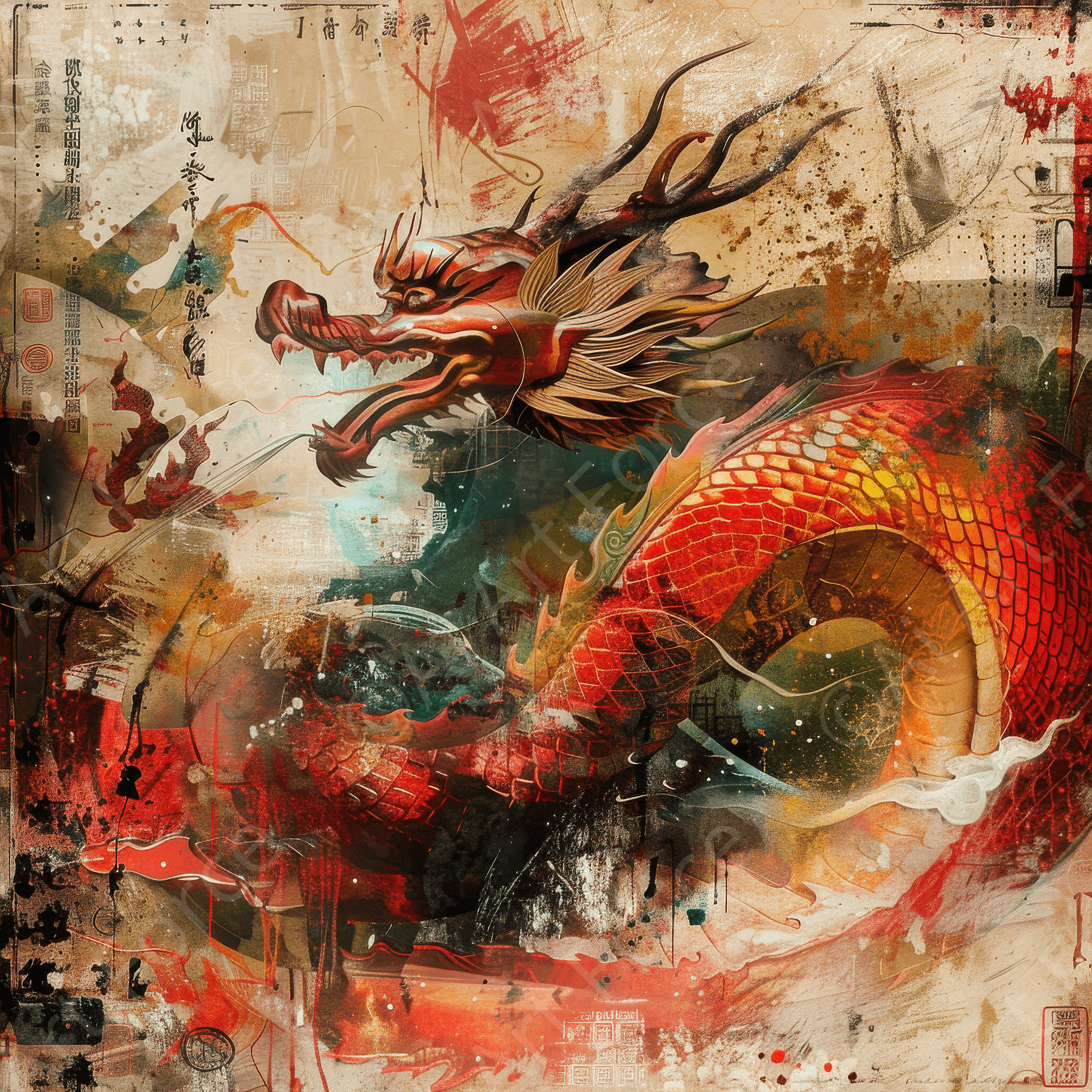 Digital Ai Artwork, of Old culture of China in abstract style 7, ideal for art enthusiasts and collectors.