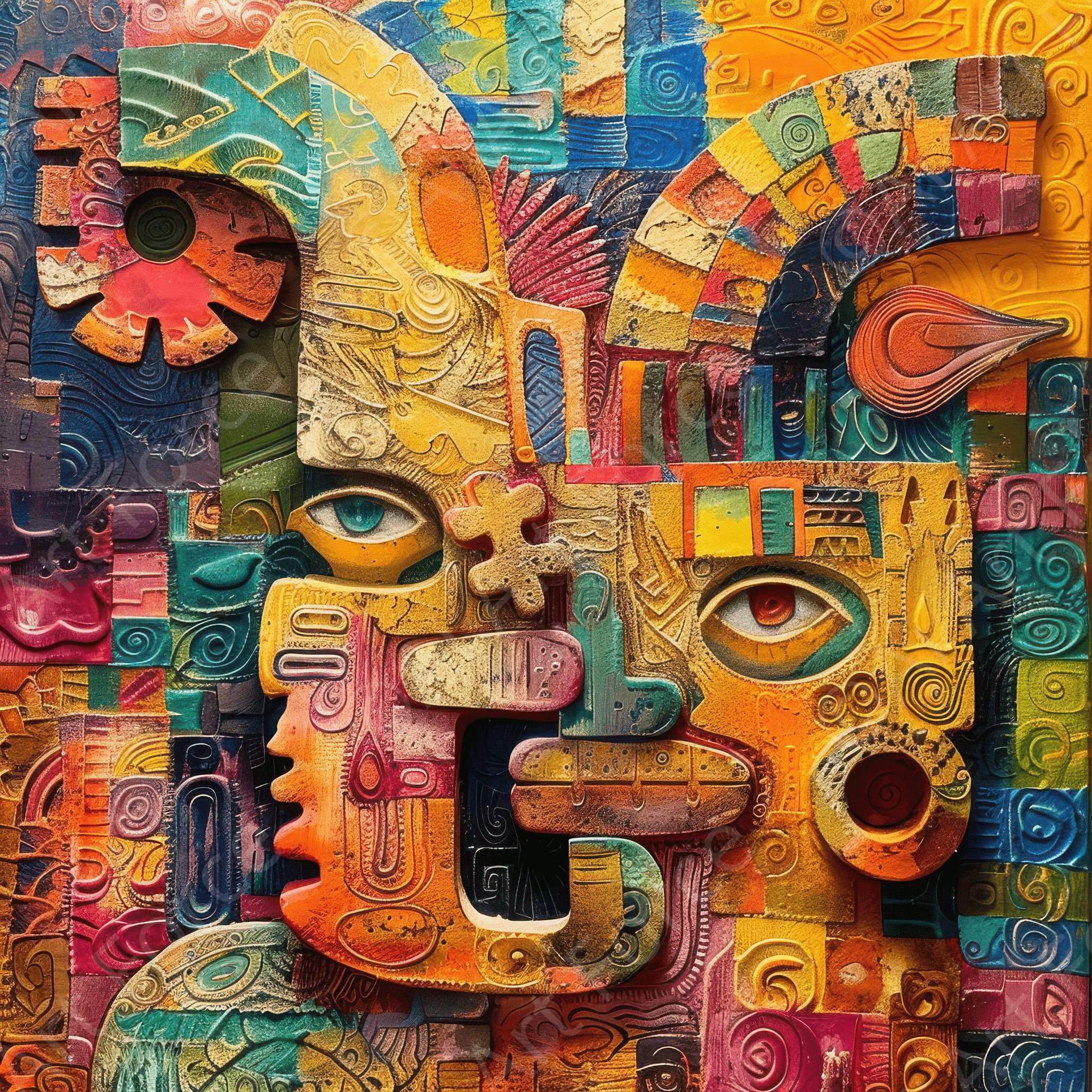 Digital Ai Artwork, of Old culture of peru in abstract style 2, ideal for art enthusiasts and collectors.