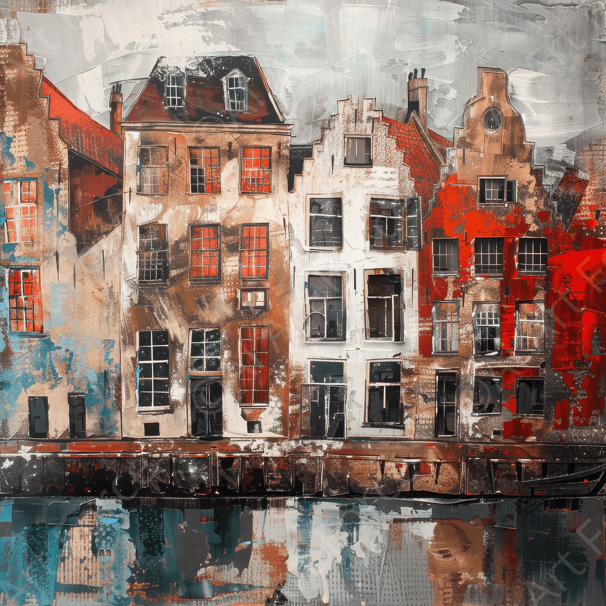 Digital Ai Artwork, of Old culture of the Netherlands in abstract style, ideal for art enthusiasts and collectors.