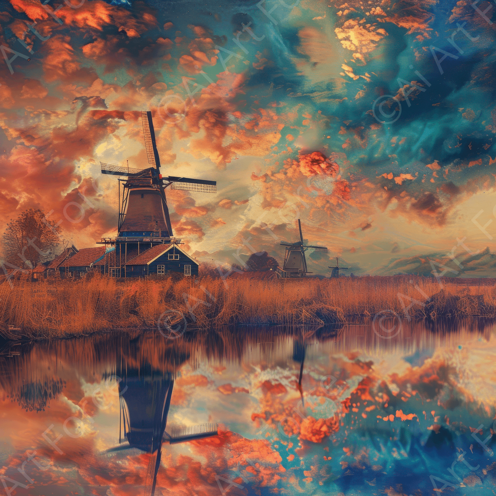 Digital Ai Artwork, of Old culture of the Netherlands in abstract style 3, ideal for art enthusiasts and collectors.