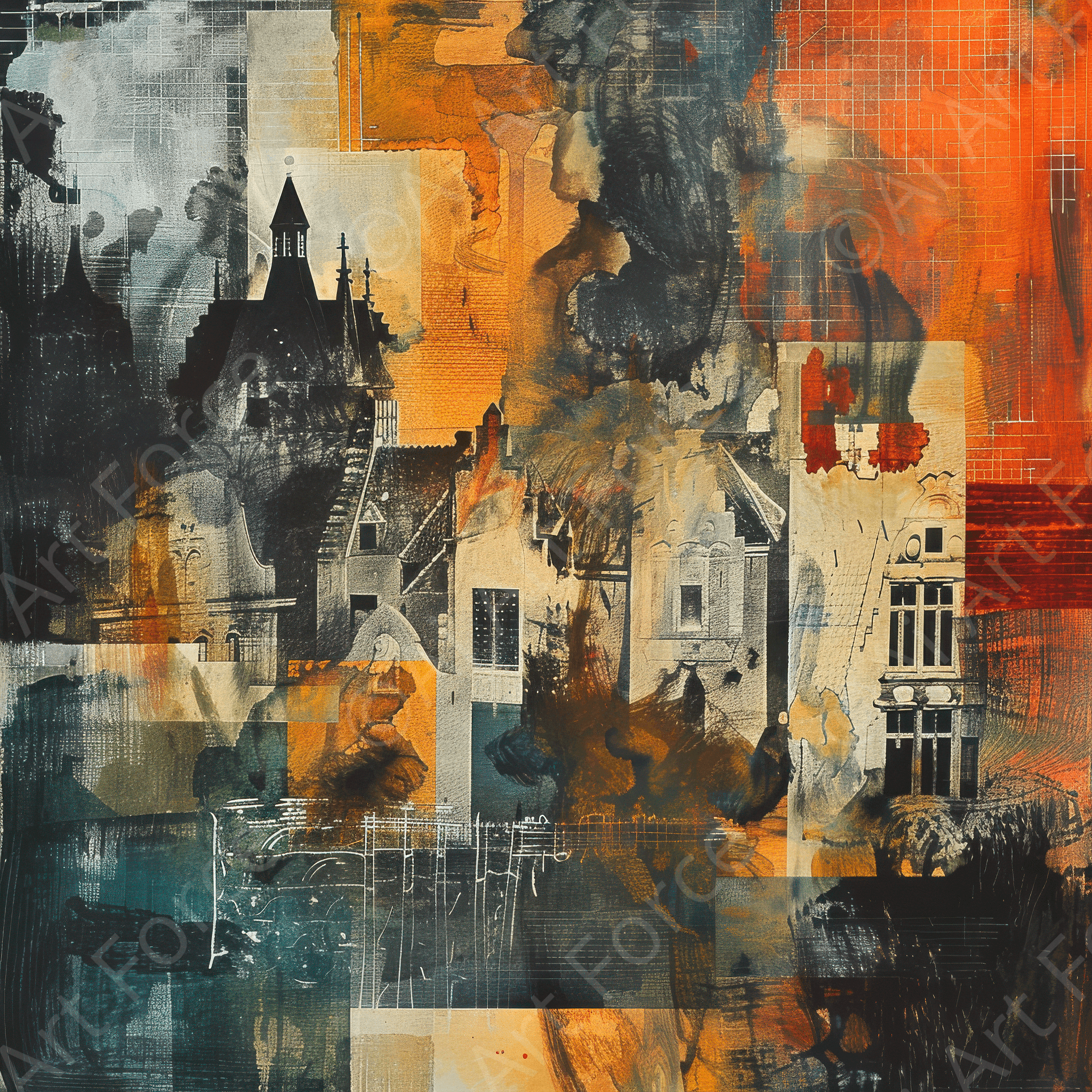 Digital Ai Artwork, of Old culture of the Netherlands in abstract style 4, ideal for art enthusiasts and collectors.