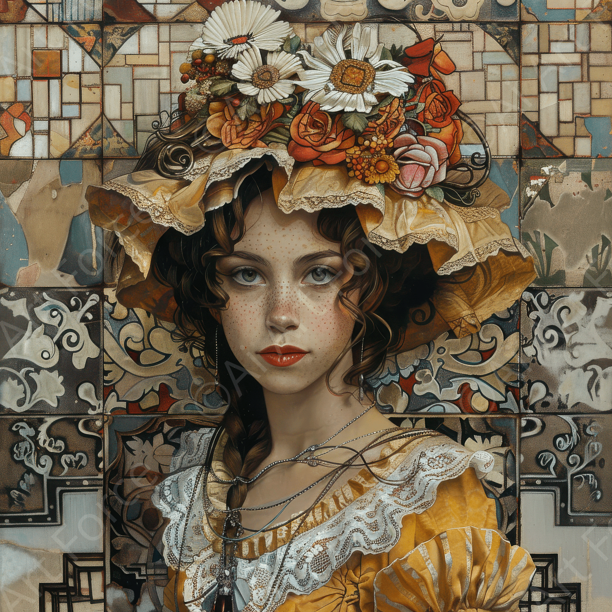 Digital Ai Artwork, of Romanticism art style culture of Portugal female 1, ideal for art enthusiasts and collectors.