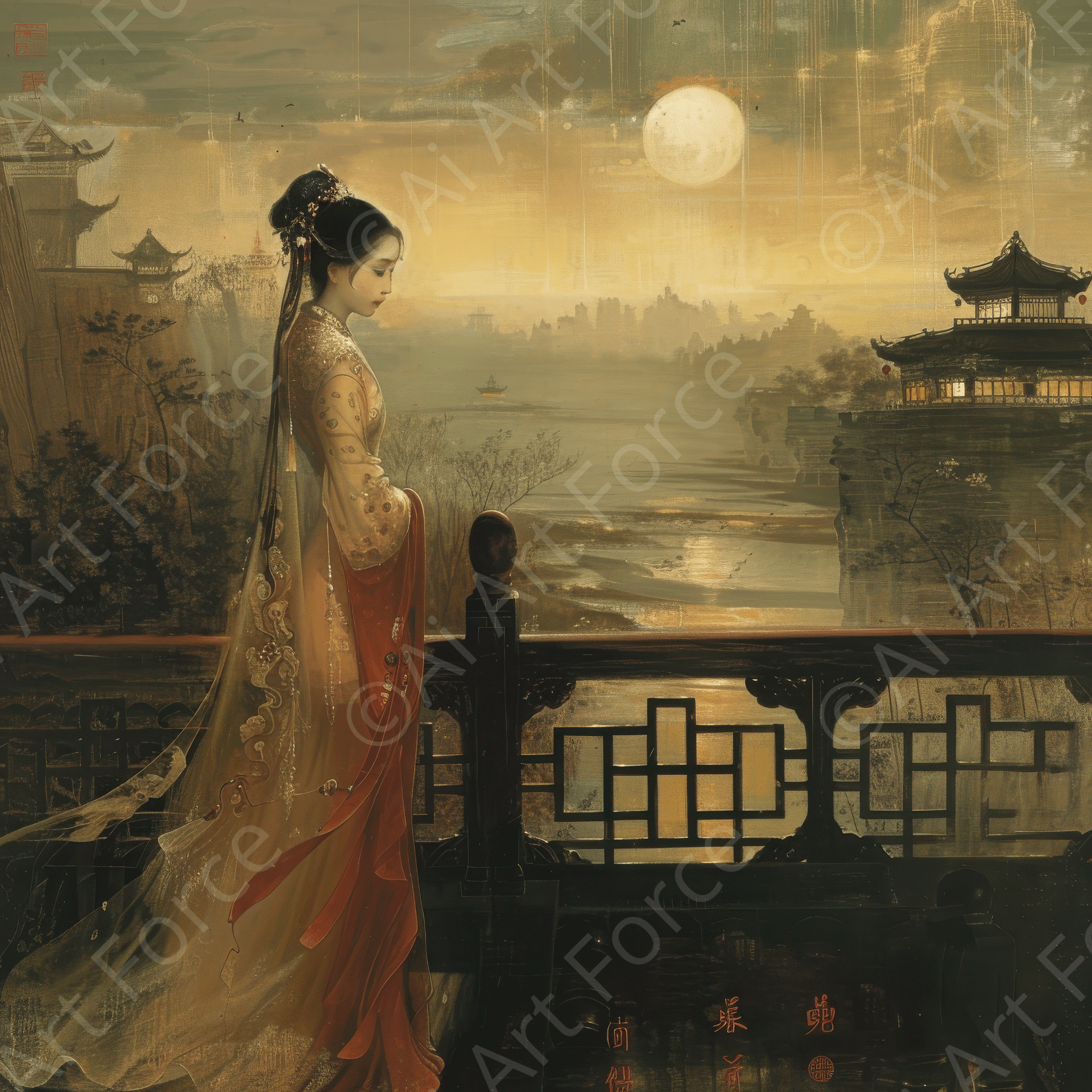 Digital Ai Artwork, of Romanticism art style old culture of China 4, ideal for art enthusiasts and collectors.
