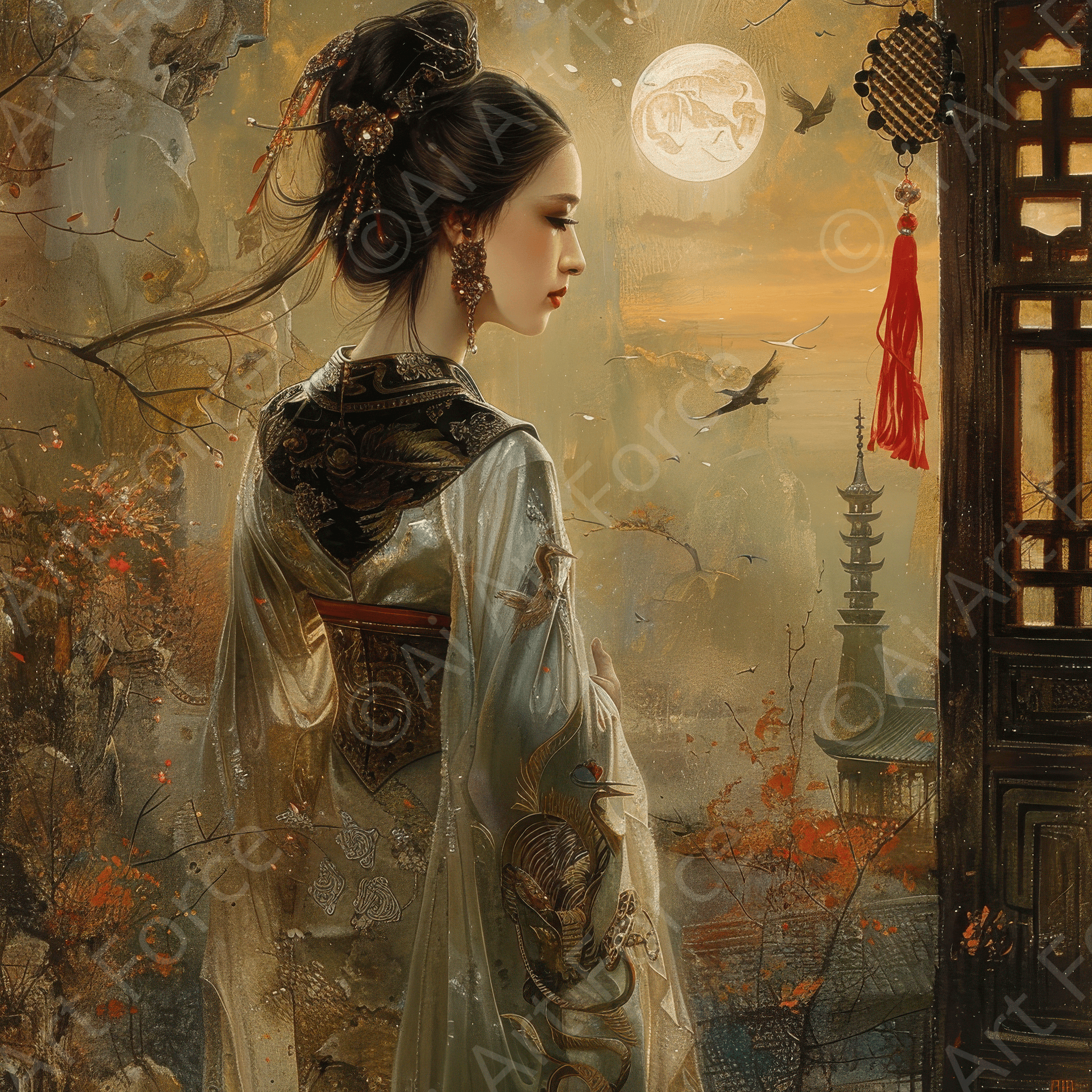 Digital Ai Artwork, of Romanticism art style old culture of China 5, ideal for art enthusiasts and collectors.