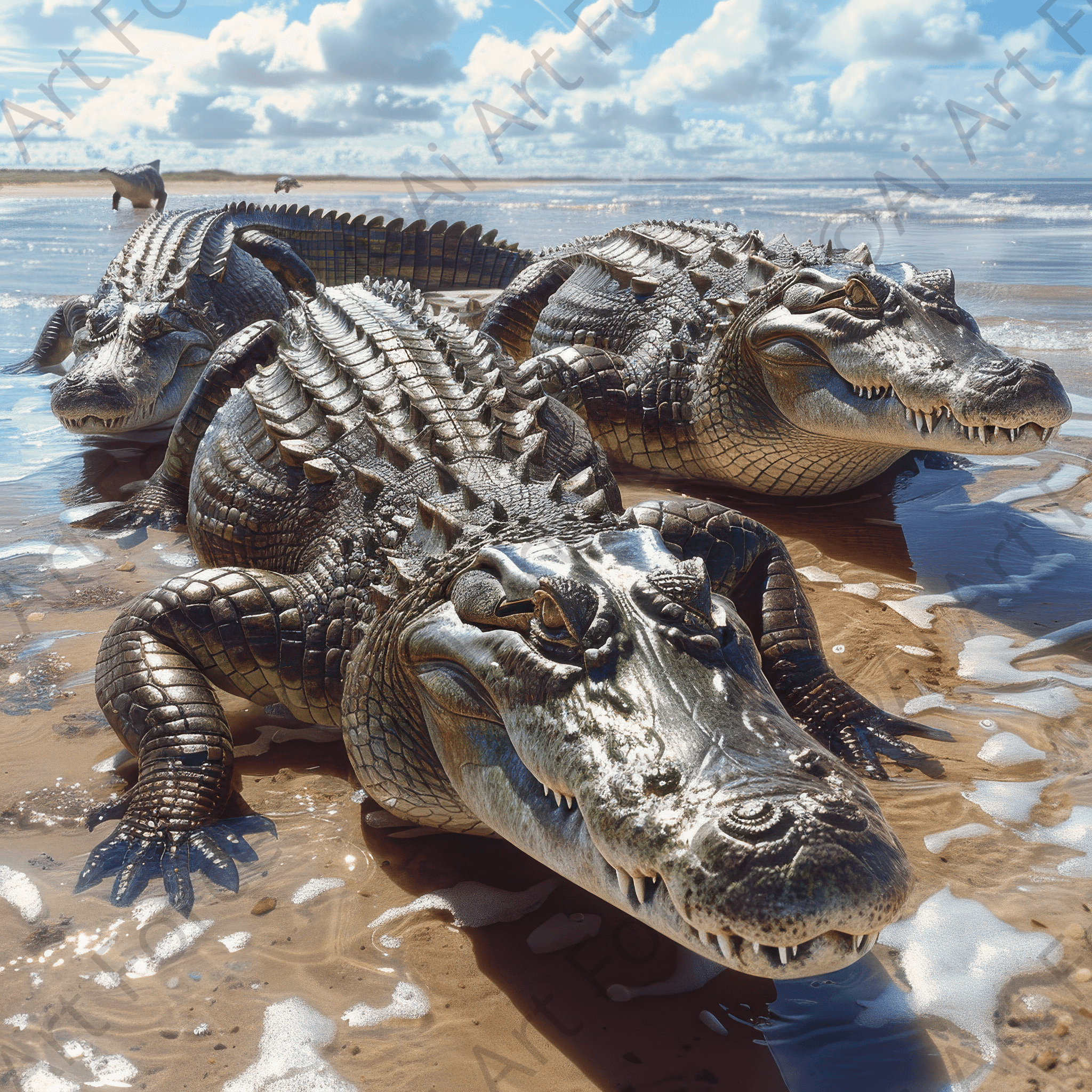 Digital Ai Artwork, of Rough Nature Salt Water Crocodiles Australia, ideal for art enthusiasts and collectors.
