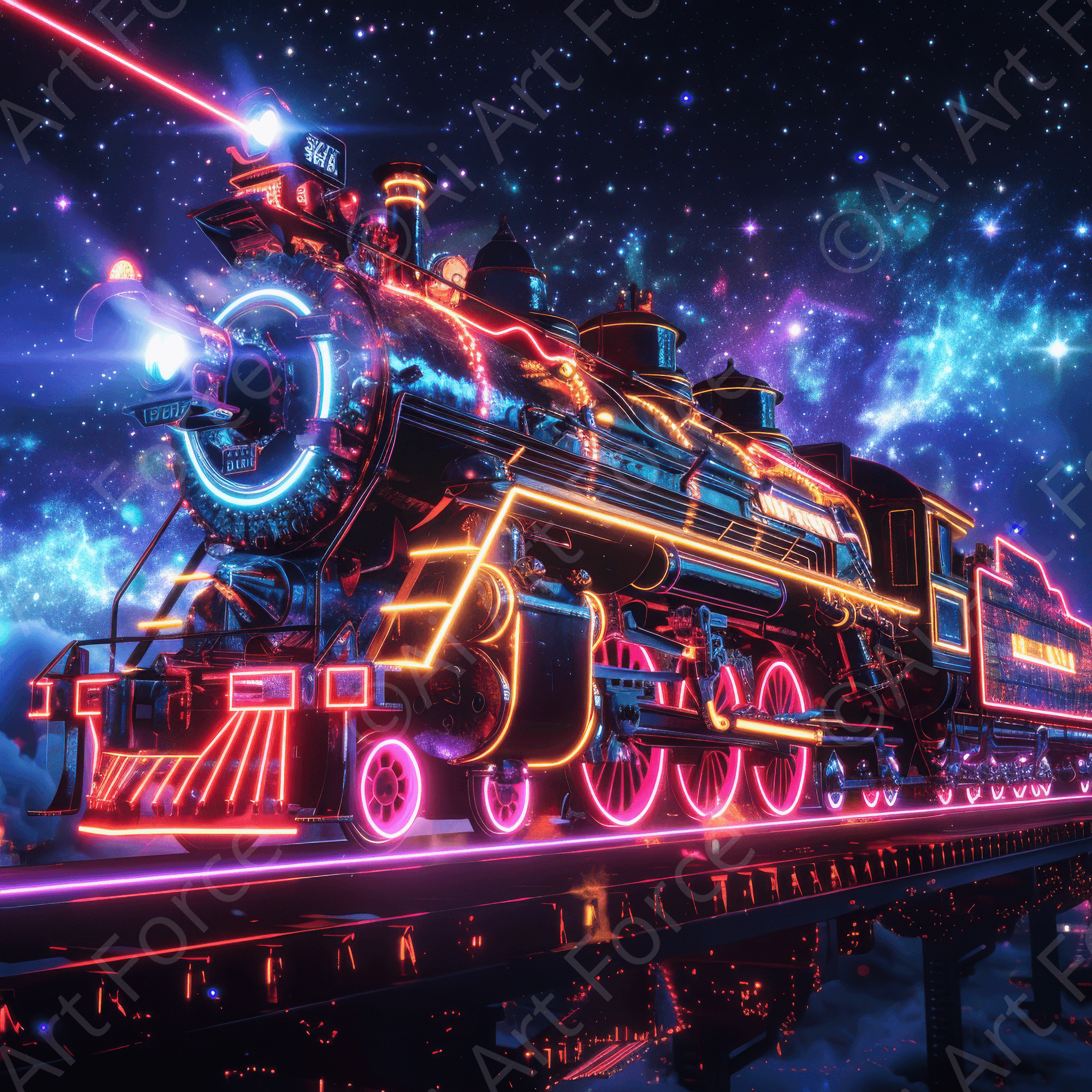 Digital Ai Artwork, of Technology Locomotif train 3, ideal for art enthusiasts and collectors.