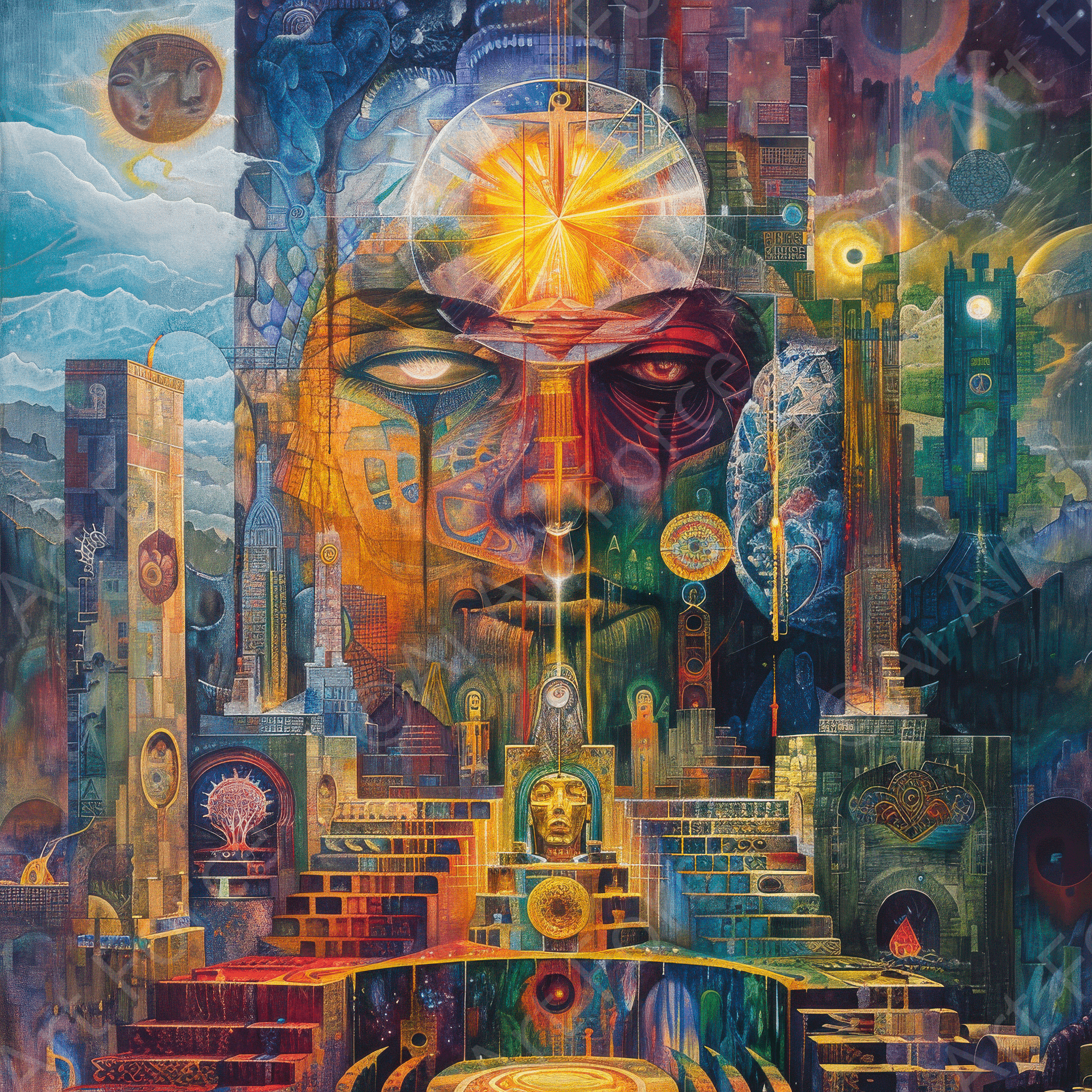 Digital Ai Artwork, of The Sanctum of the Star abstract art style 4, ideal for art enthusiasts and collectors.