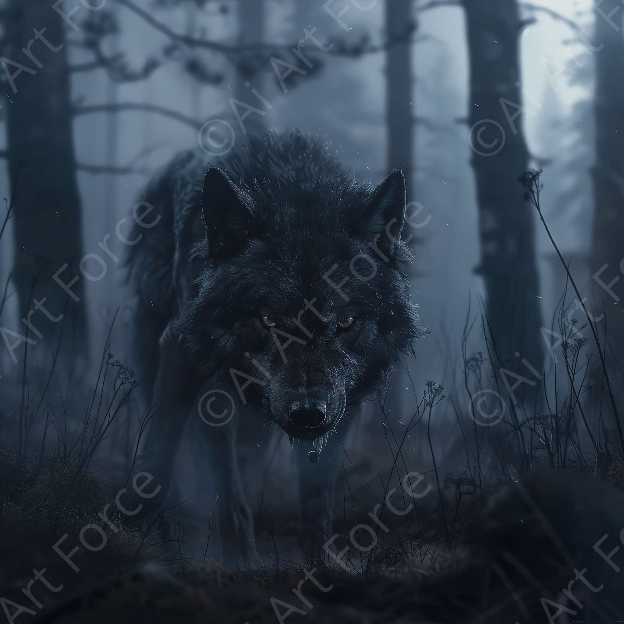 Digital Ai Artwork, of Wulf right before attacking his prey, ideal for art enthusiasts and collectors.